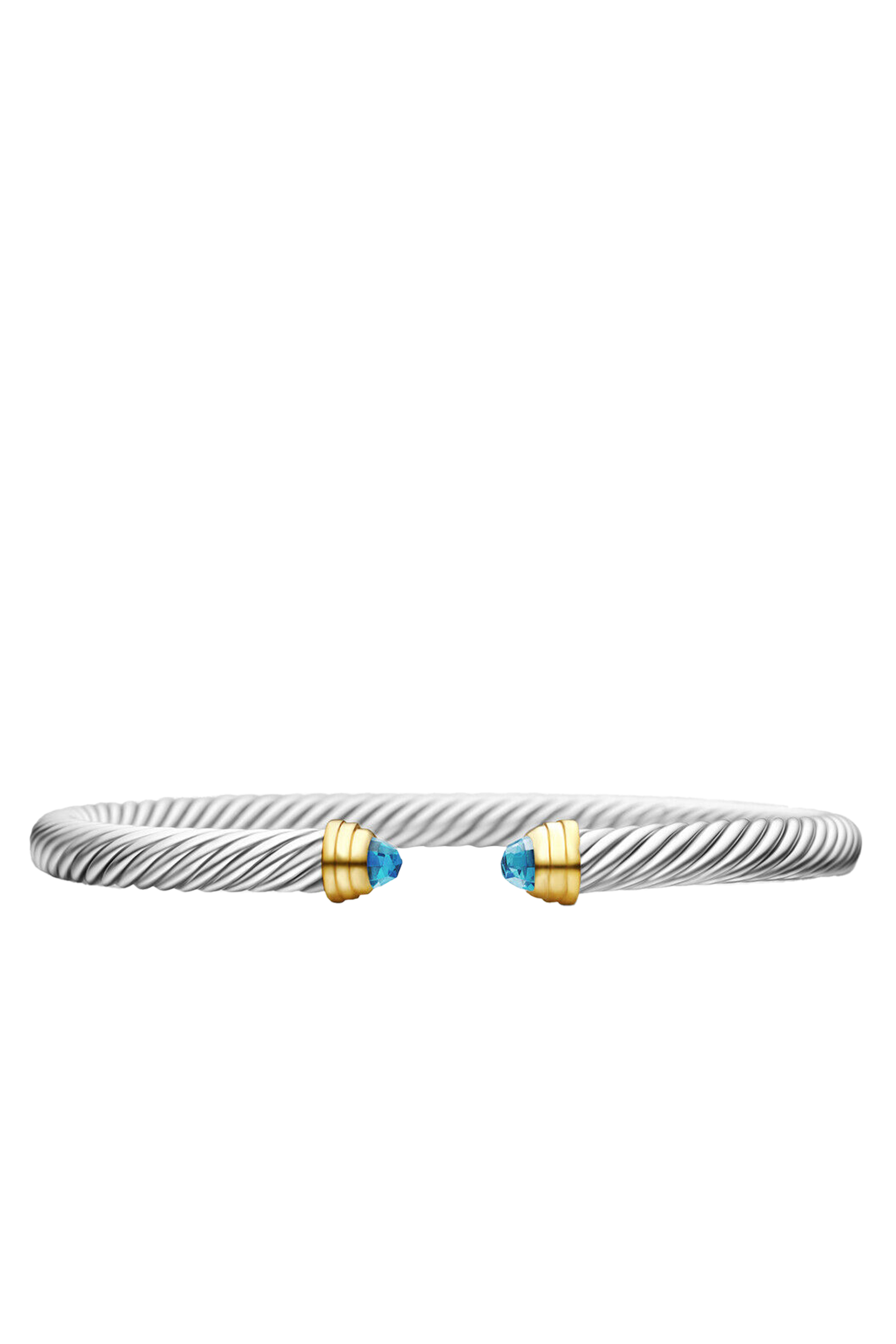 Classic Cable Bracelet, Sterling Silver with 14k Yellow Gold & Topaz