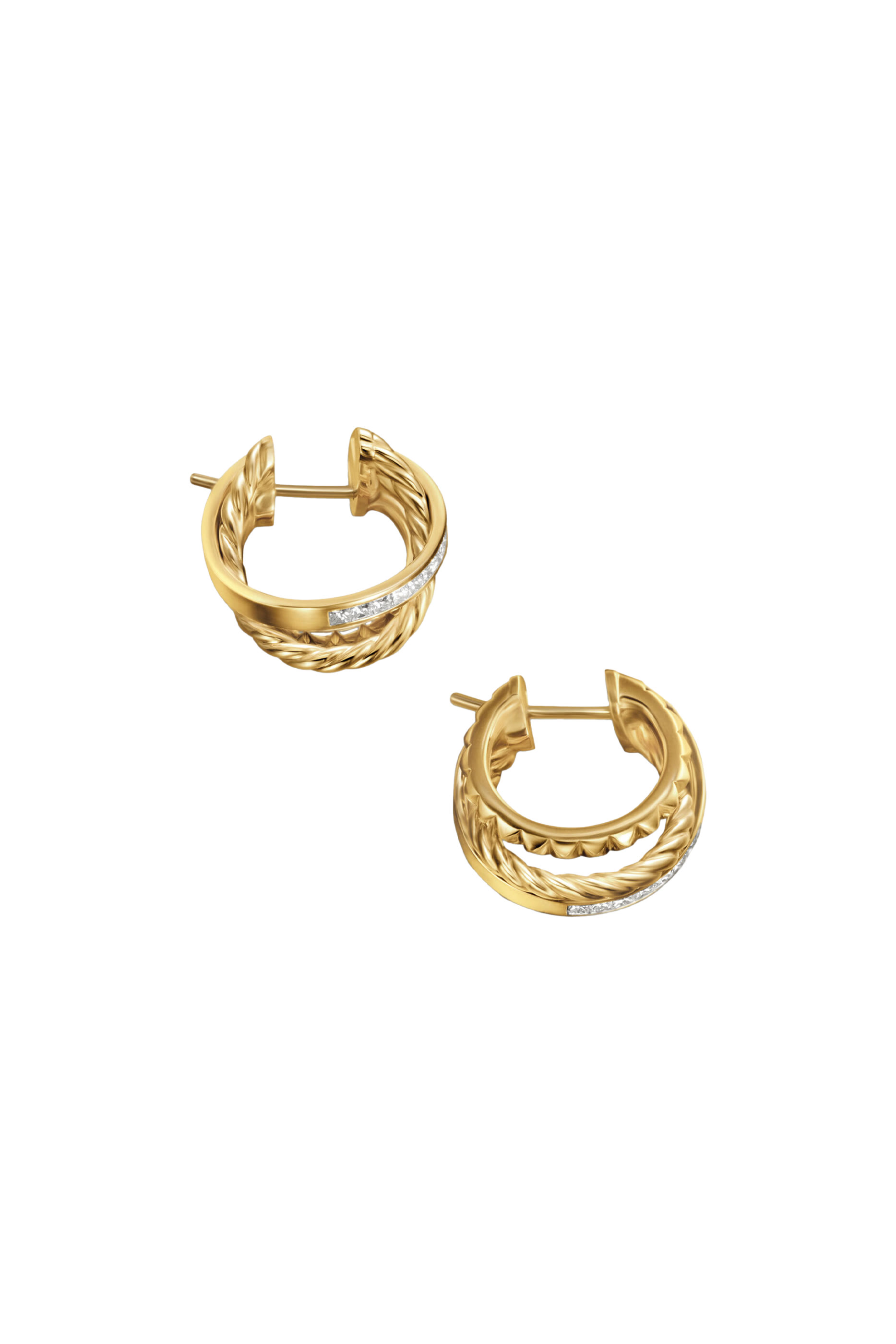 Crossover Trio Multi Row Hoop, 18K Yellow Gold & Diamonds