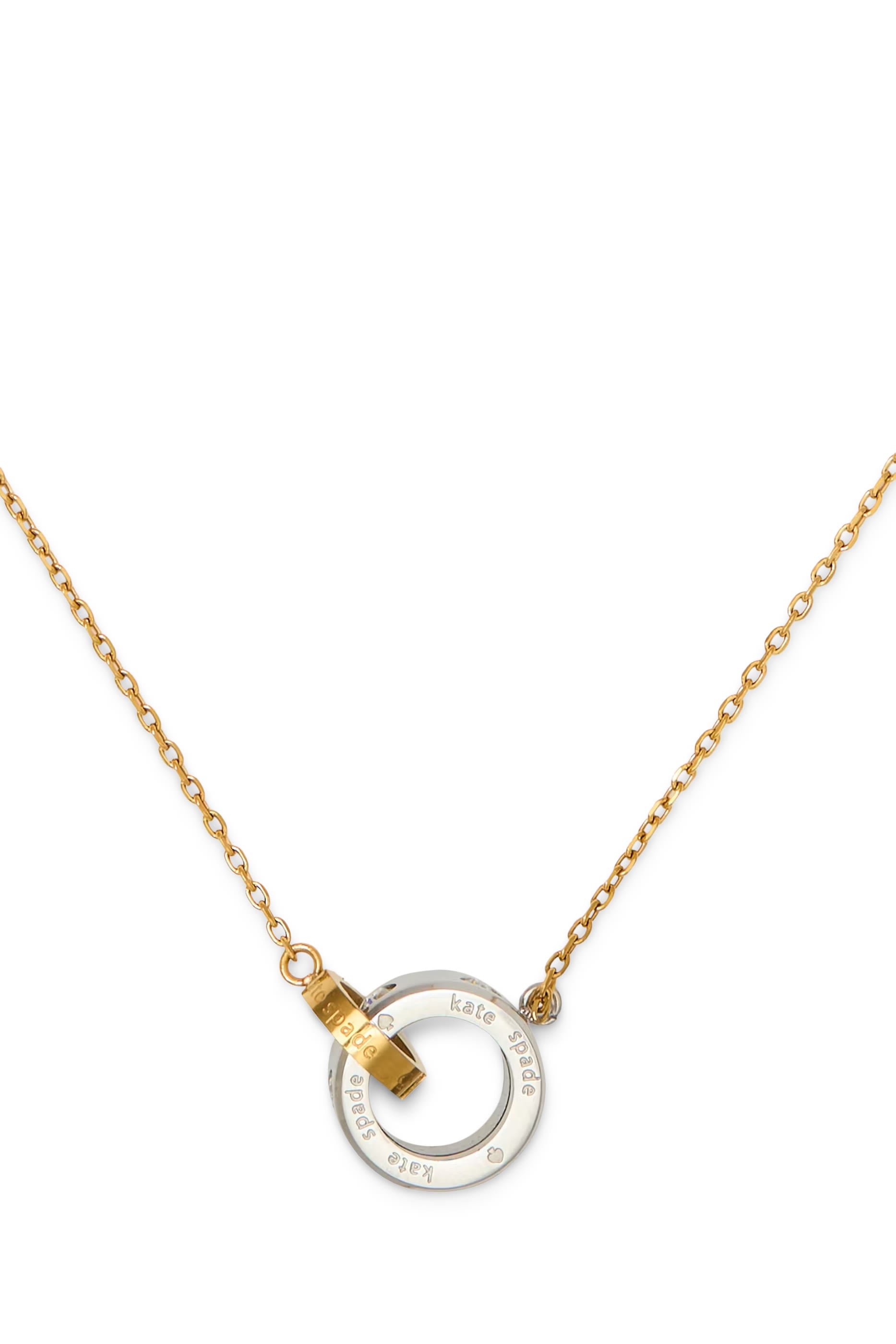 Set in Stone Interlink Pendant, Plated Metal, Stainless Steel & Cubic Zirconia, Glass Stone