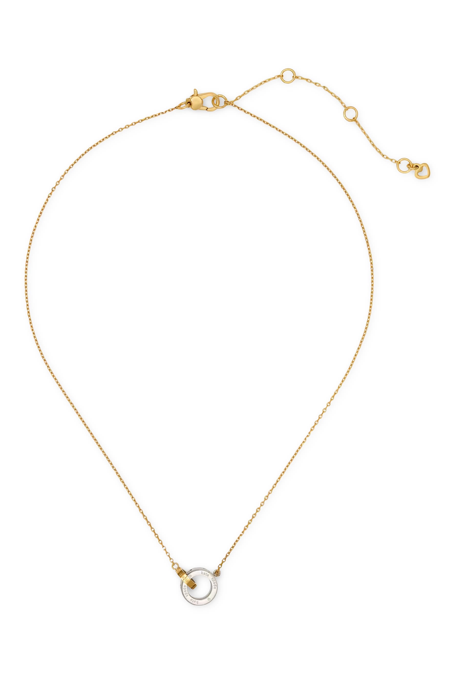 Set in Stone Interlink Pendant, Plated Metal, Stainless Steel & Cubic Zirconia, Glass Stone