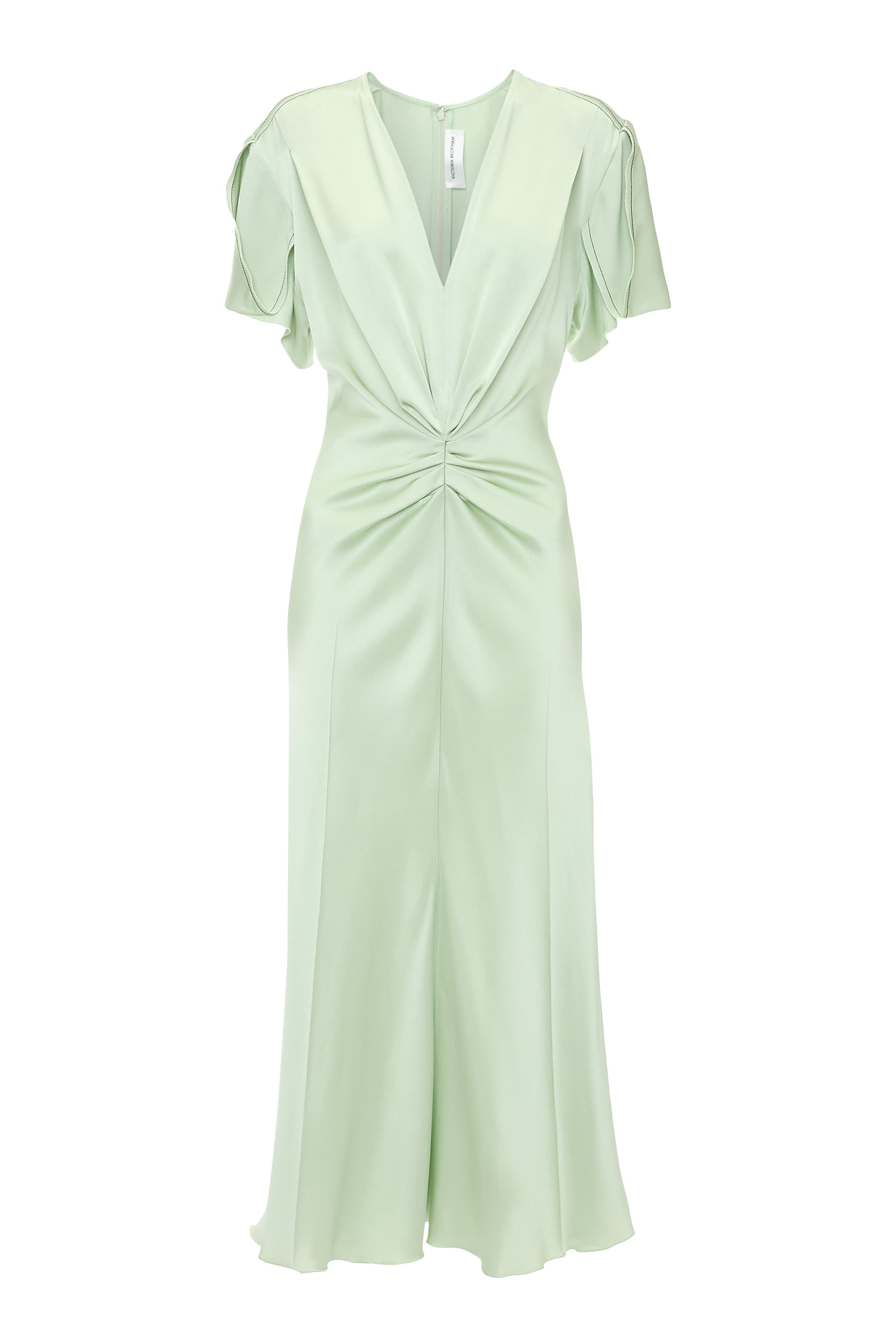 Gathered V-Neck Midi Dress