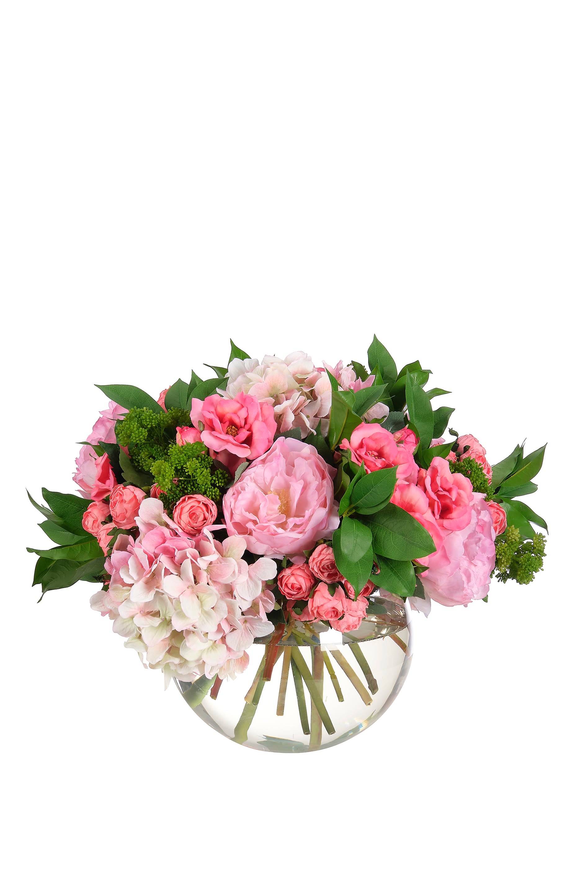 Peony & Rose in Glass Bubble Vase