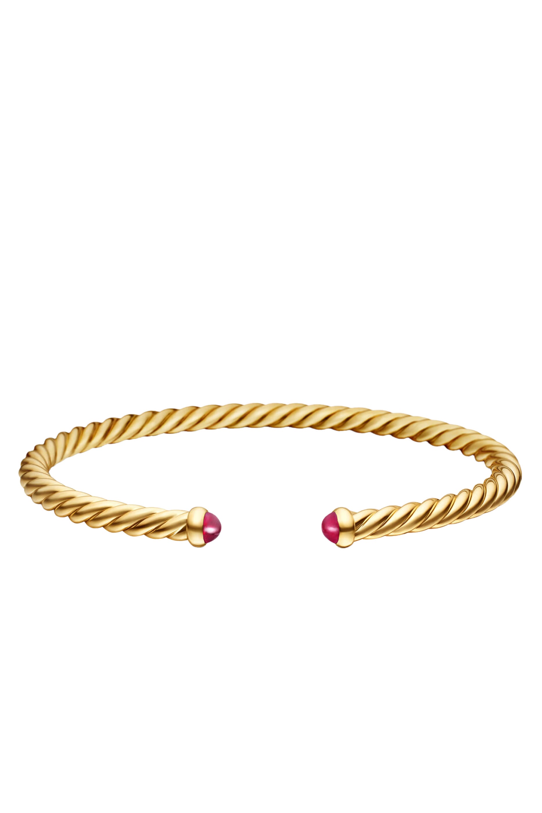 18K Yellow Gold & Rubies Cable Flex Bracelet 