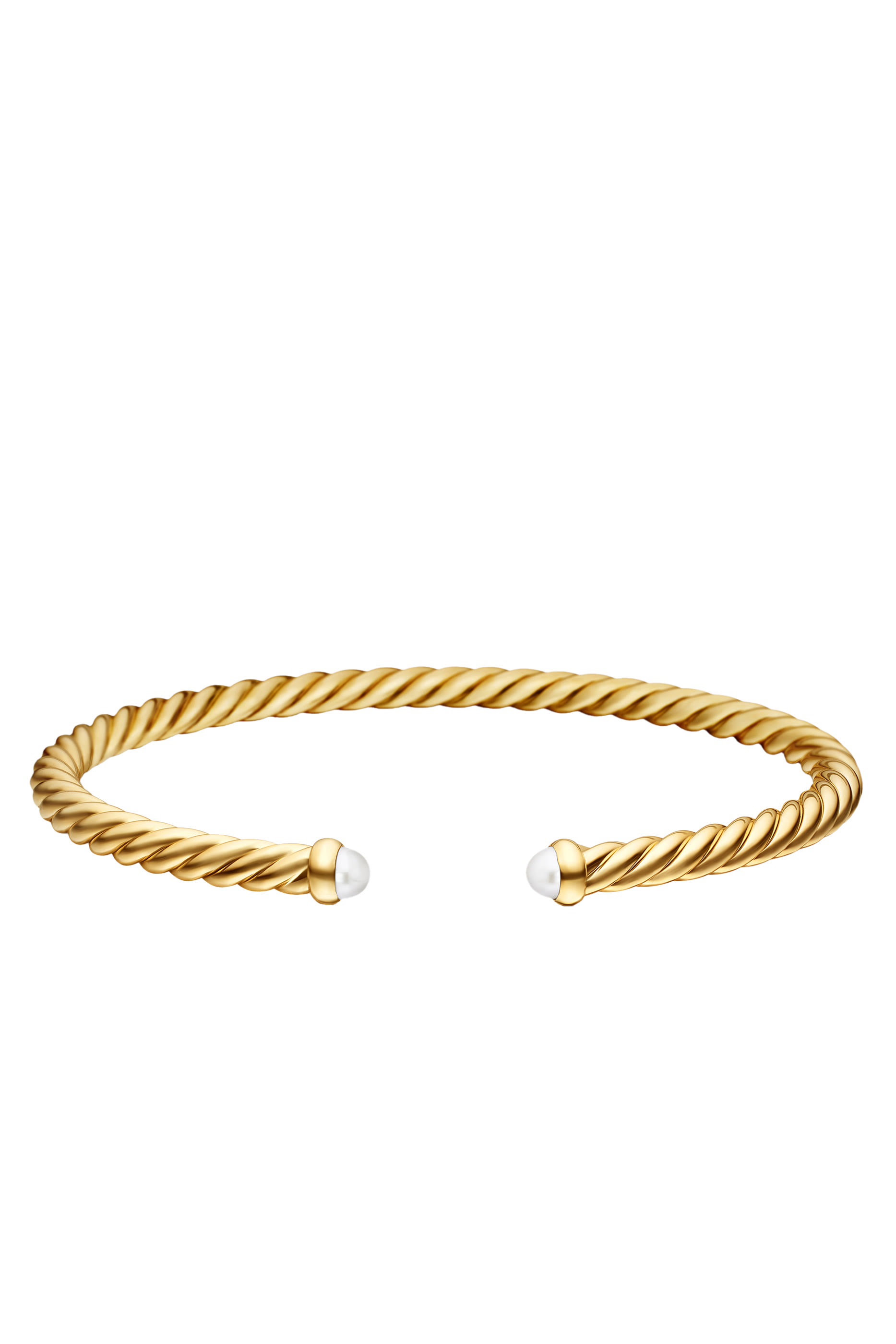 18K Yellow Gold & Pearls Cable Flex Bracelet 