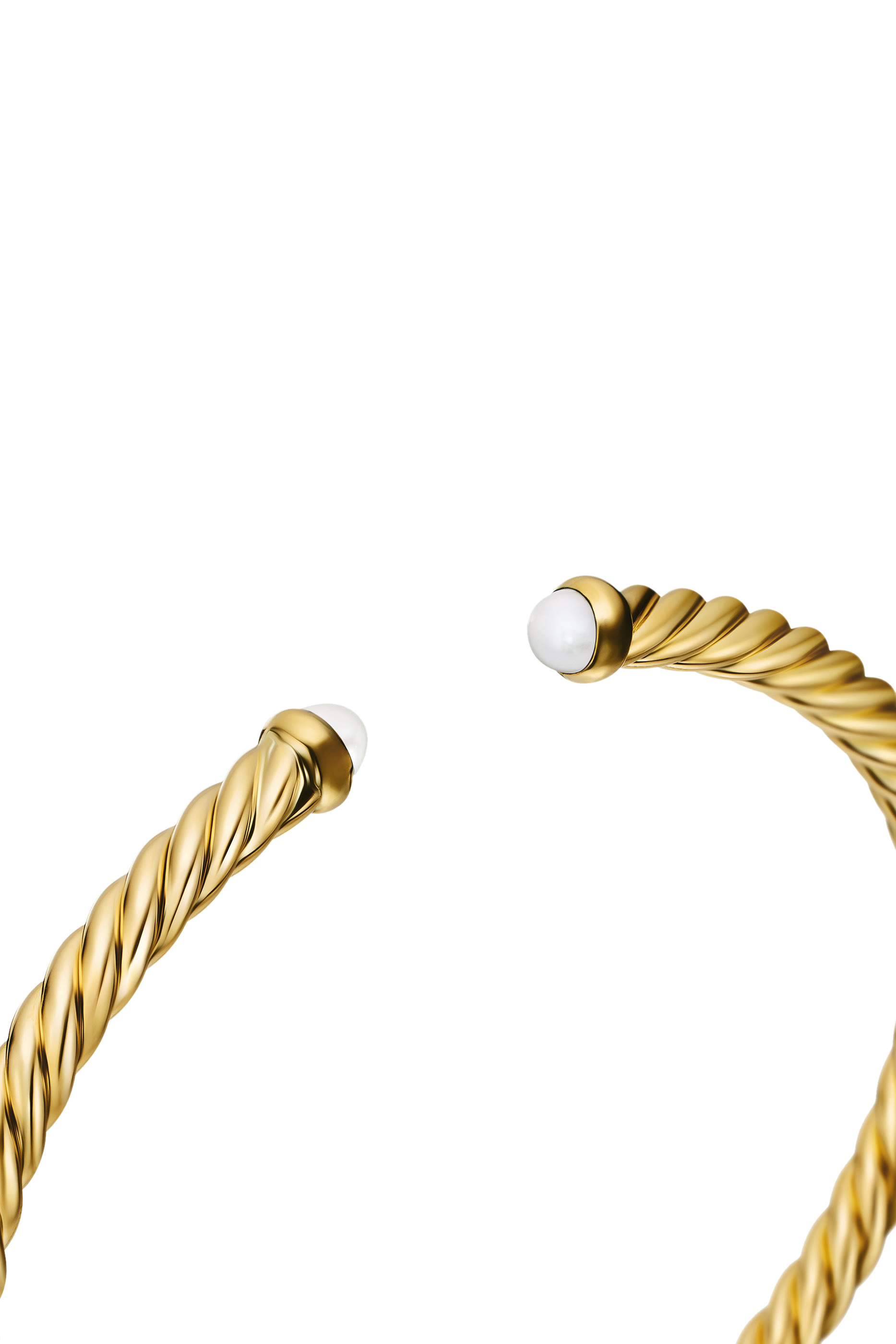 18K Yellow Gold & Pearls Cable Flex Bracelet 