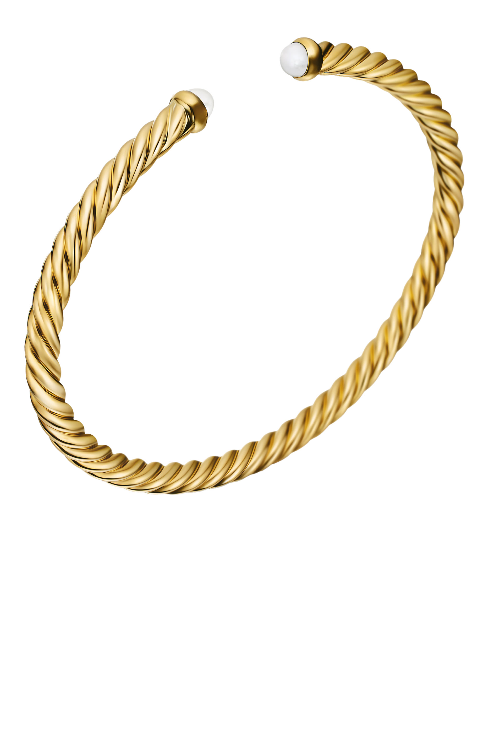 18K Yellow Gold & Pearls Cable Flex Bracelet 