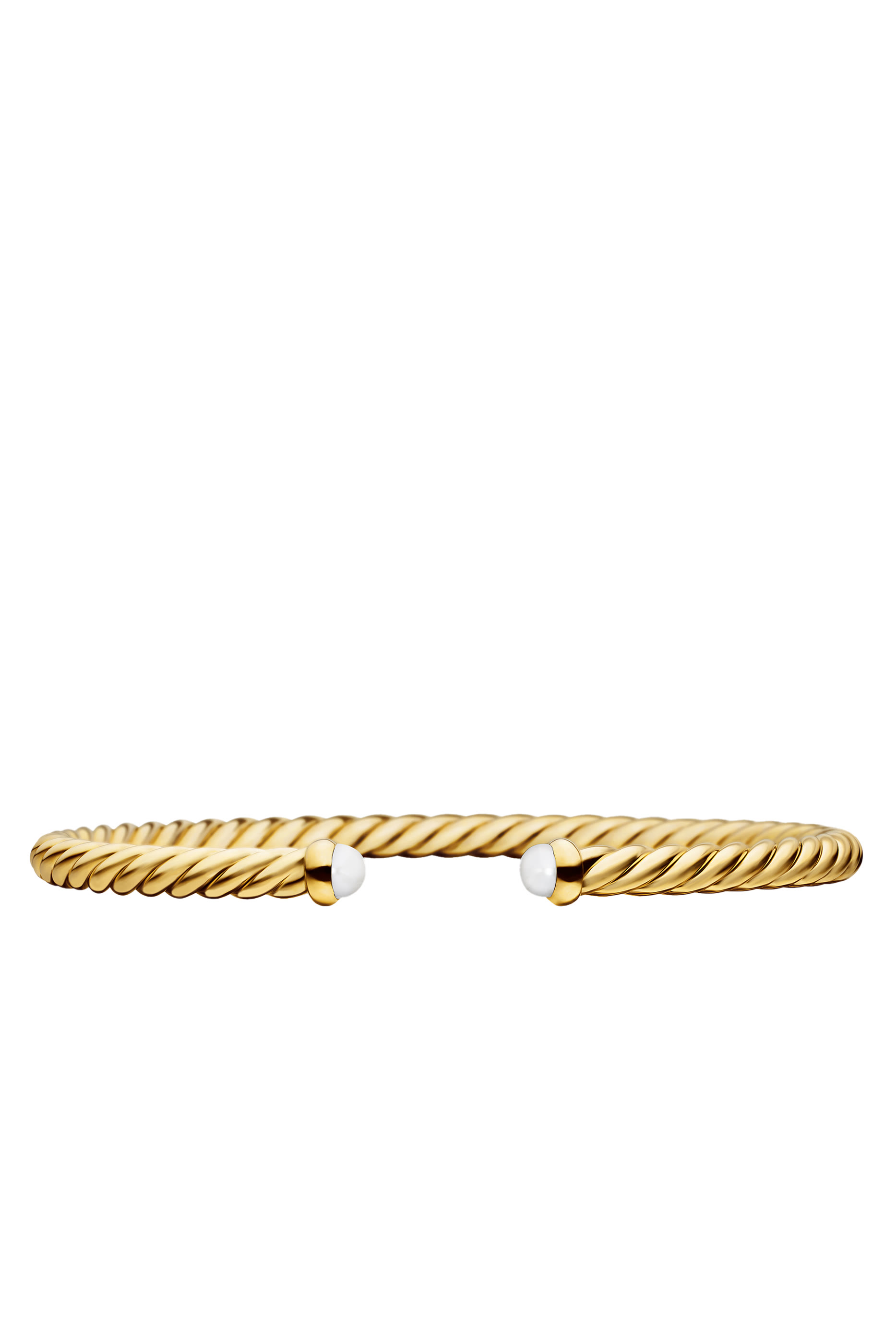 18K Yellow Gold & Pearls Cable Flex Bracelet 