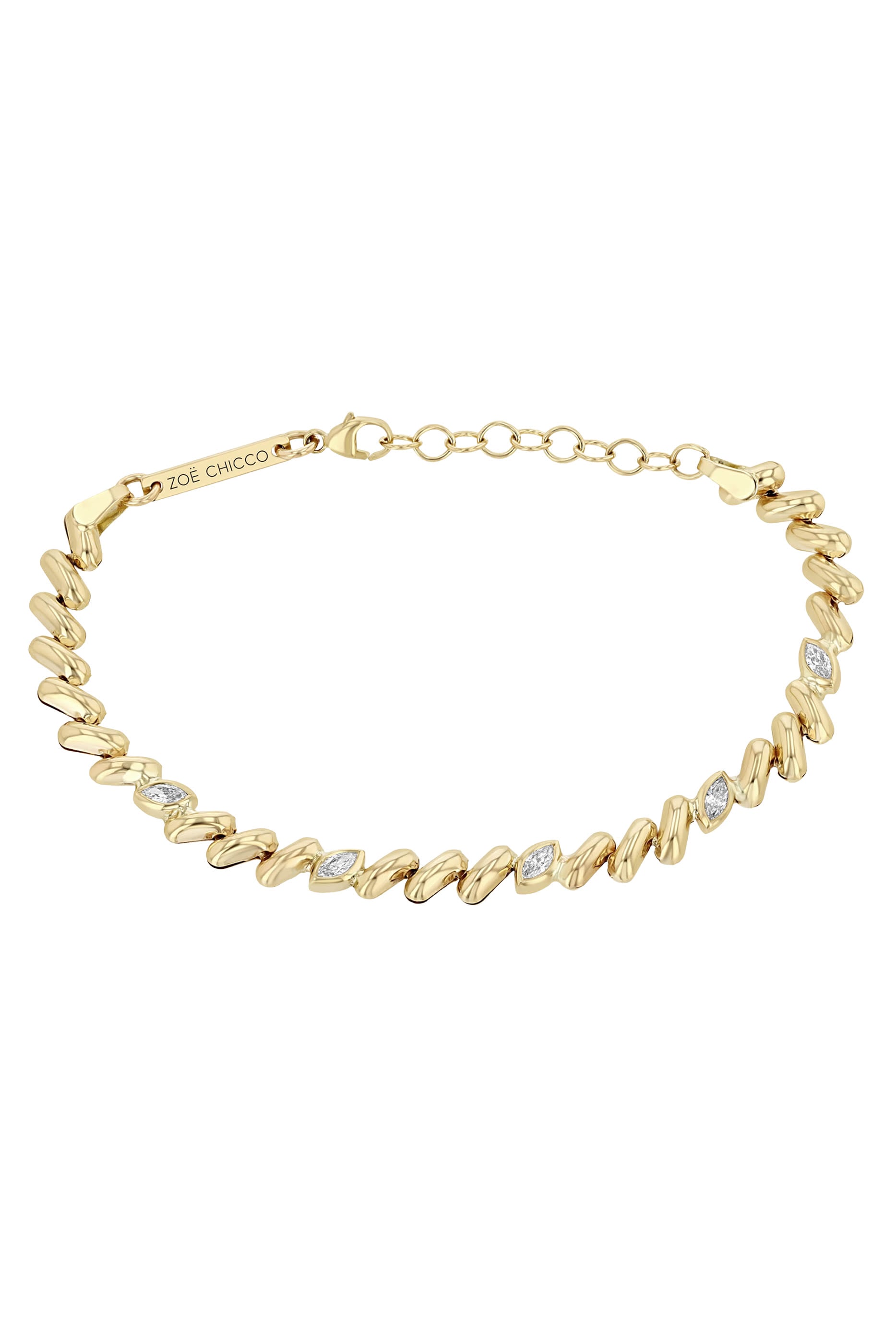 San Marco Chain Bracelet, 14K Yellow Gold & Diamonds