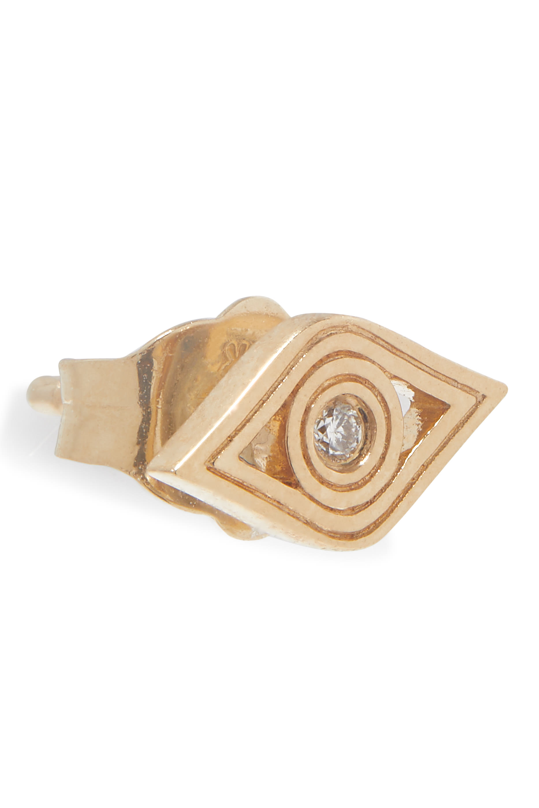 Fluted Eye Stud Earrings, 14K Yellow Gold & Diamonds