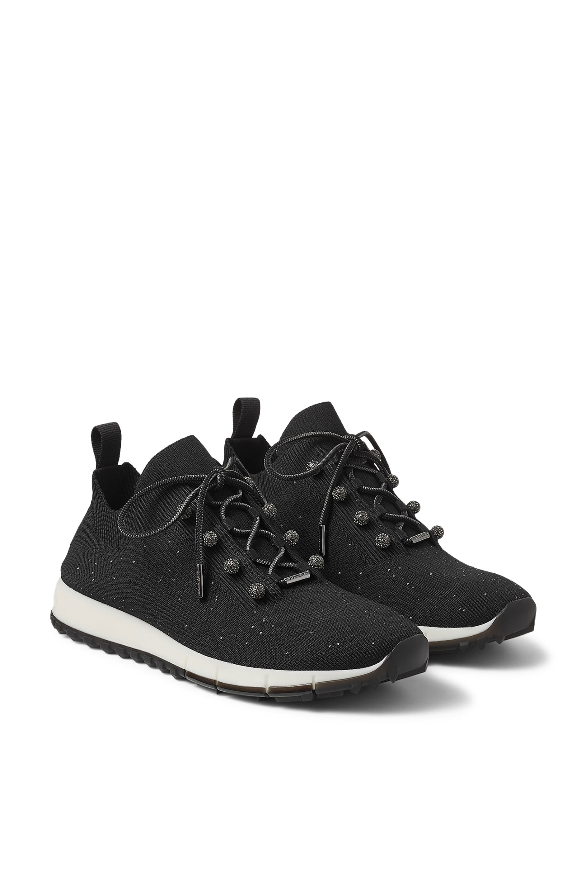 Veles Crochet Knit Low-Top Trainers with Pearls
