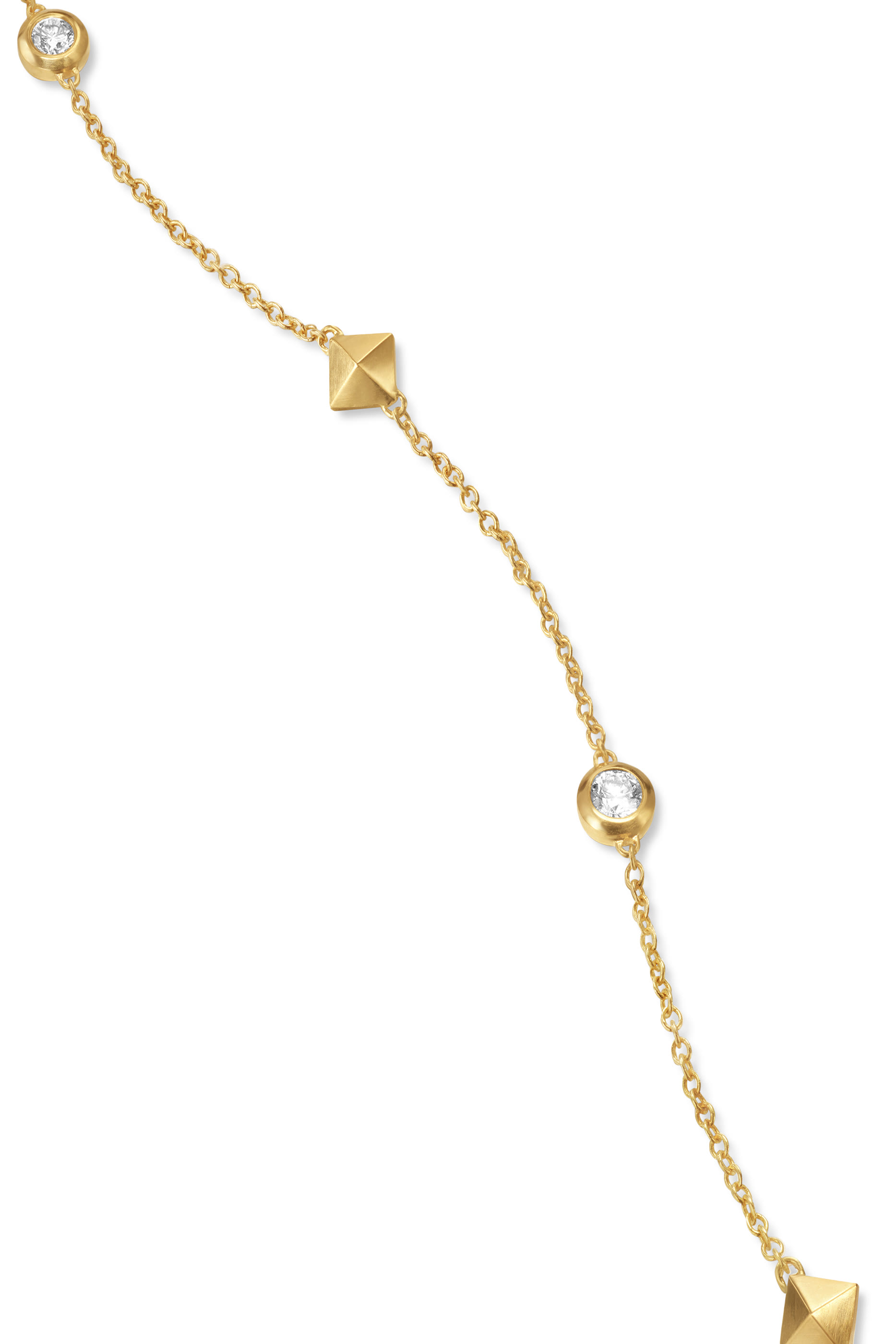 Petite Modern Renaissance Pyramid Station Necklace, 18K Yellow Gold