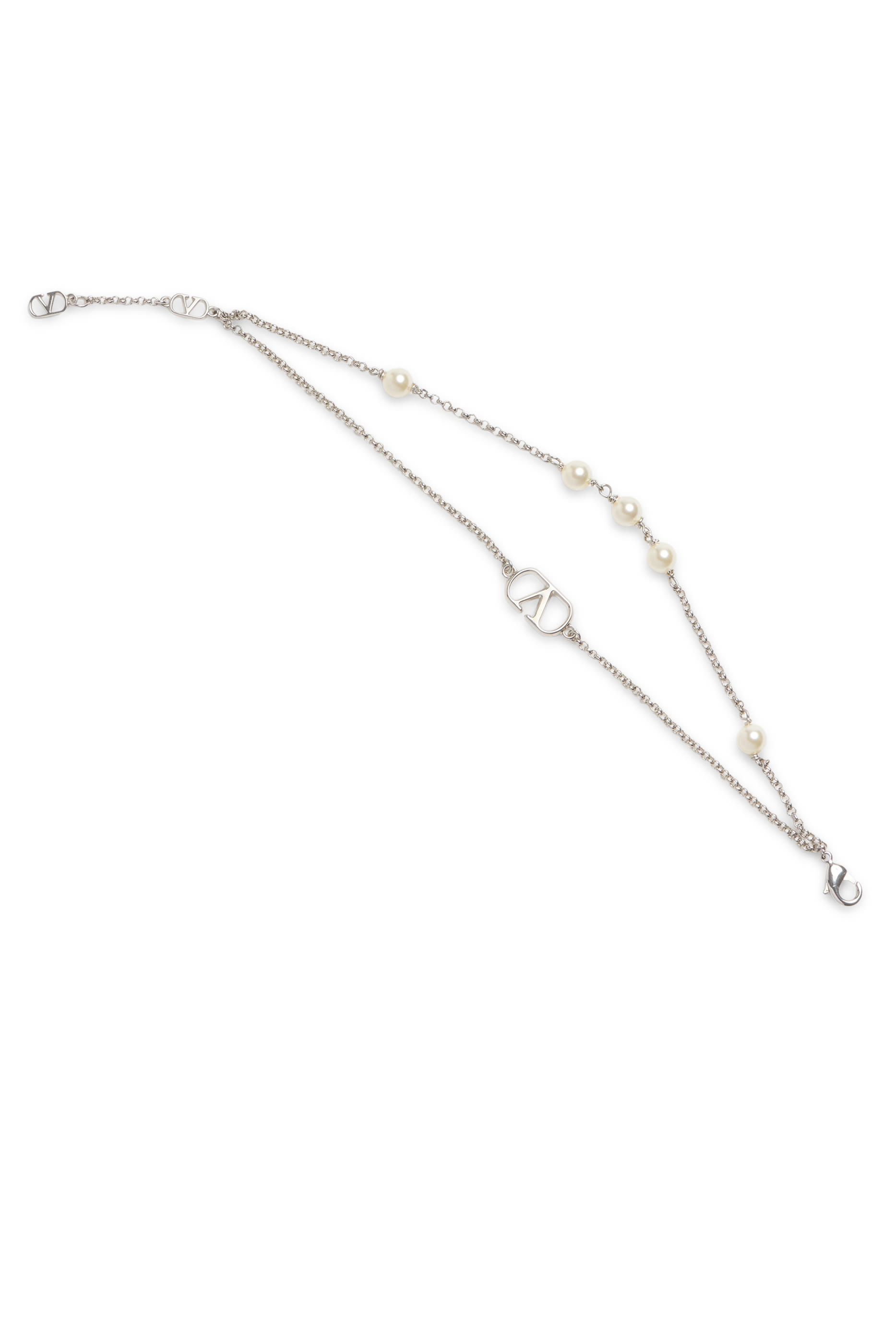 VLogo Signature Metal Bracelet with Swarovski® Pearls