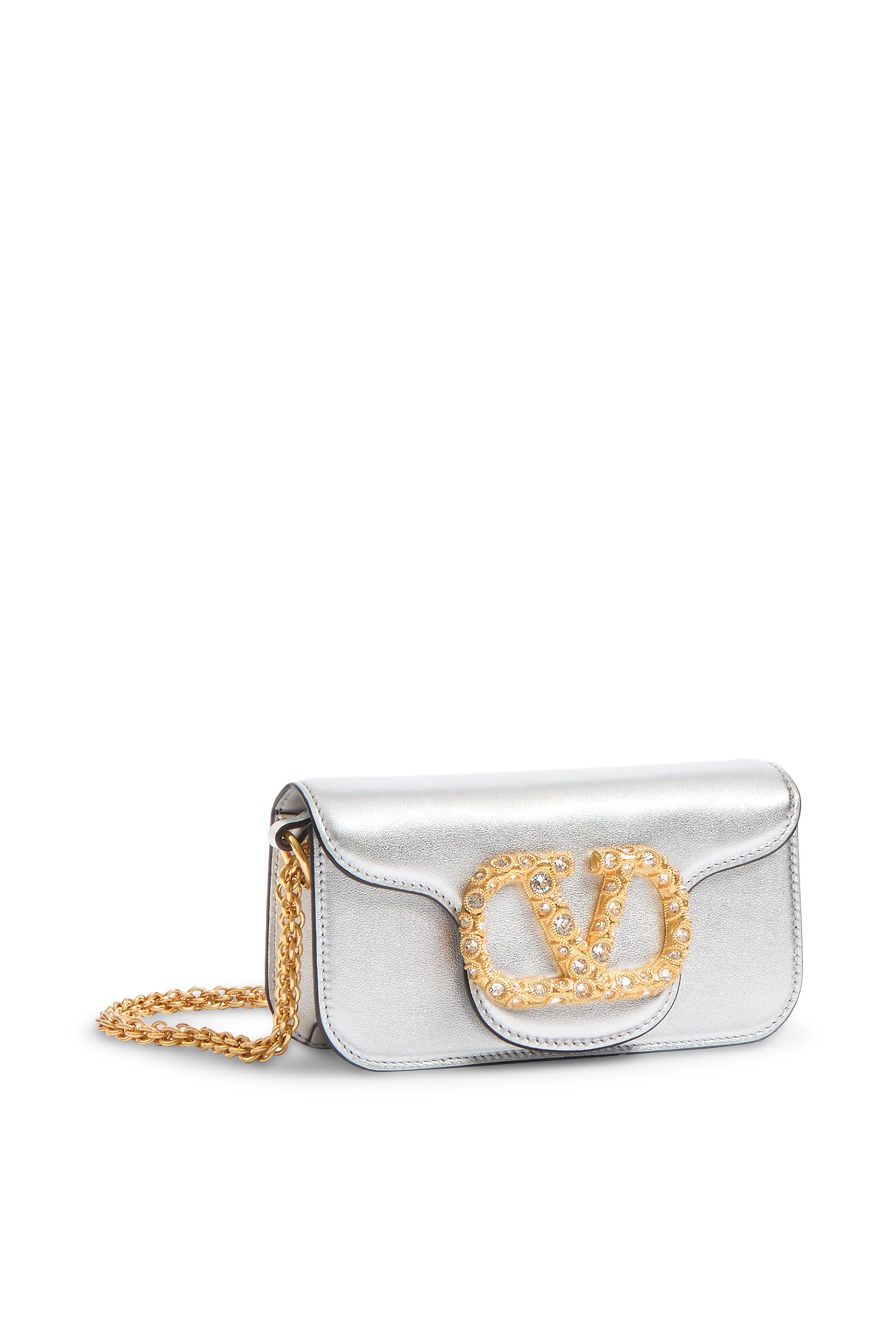 Locò Small Shoulder Bag in Laminated Calfskin with Jewel Logo
