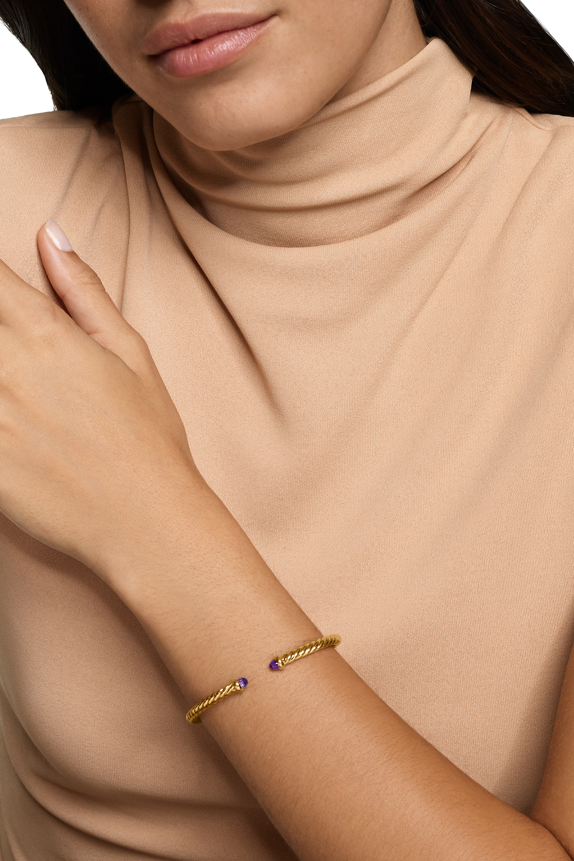 Cablespira® Flex Bracelet, 18K Yellow Gold & Amethyst