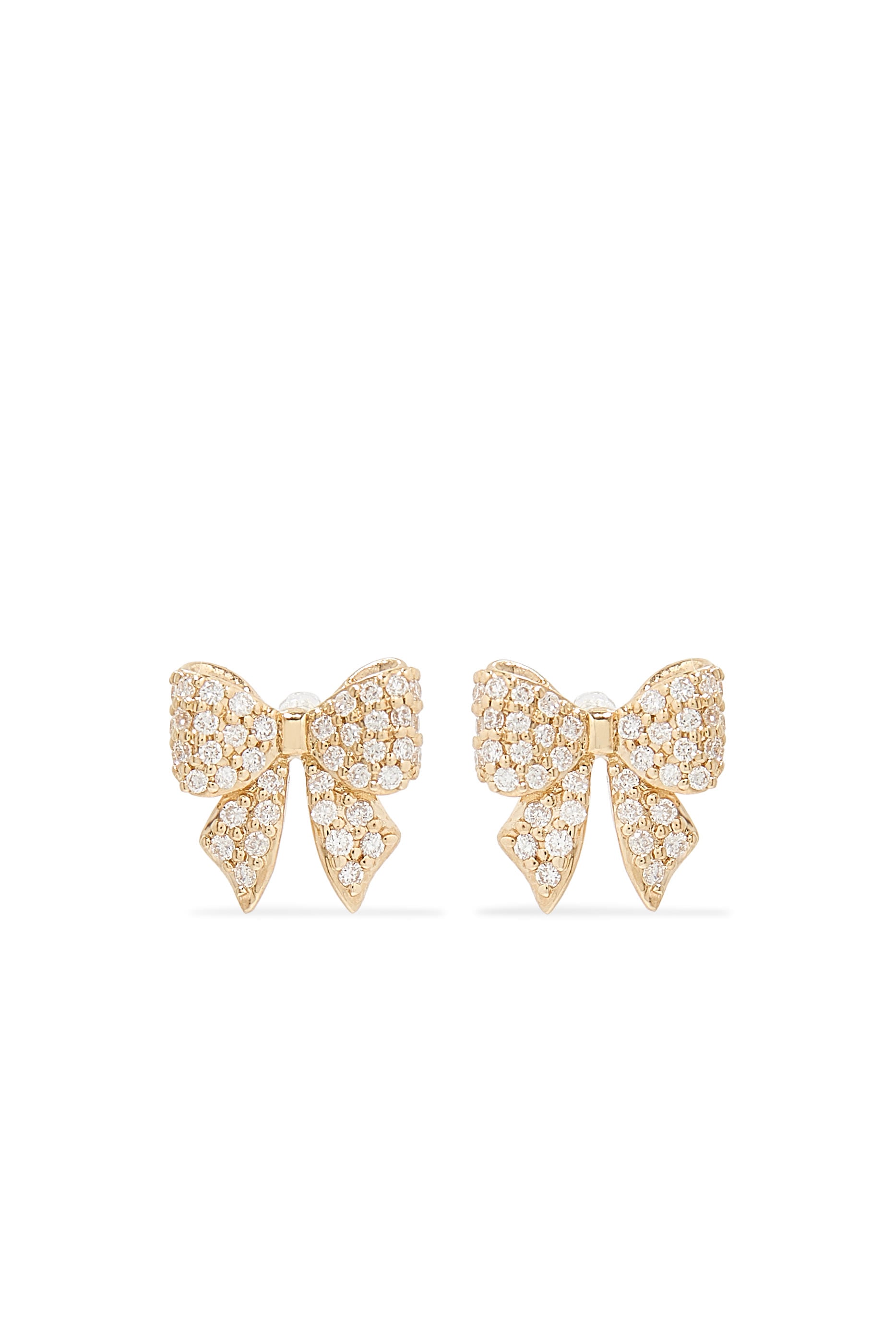 Kids Bow Studs, 14K Yellow Gold &  Diamonds