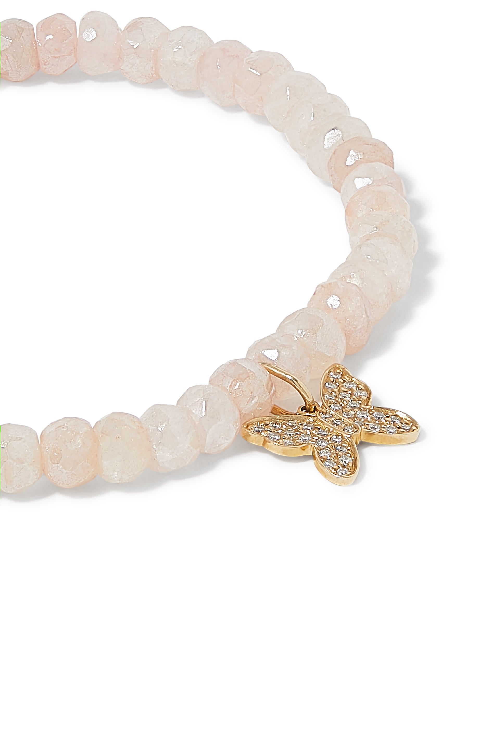 Kids Butterfly Charm Beaded Bracelet, 14K Yellow Gold &  Mystic Pink Grapolite 