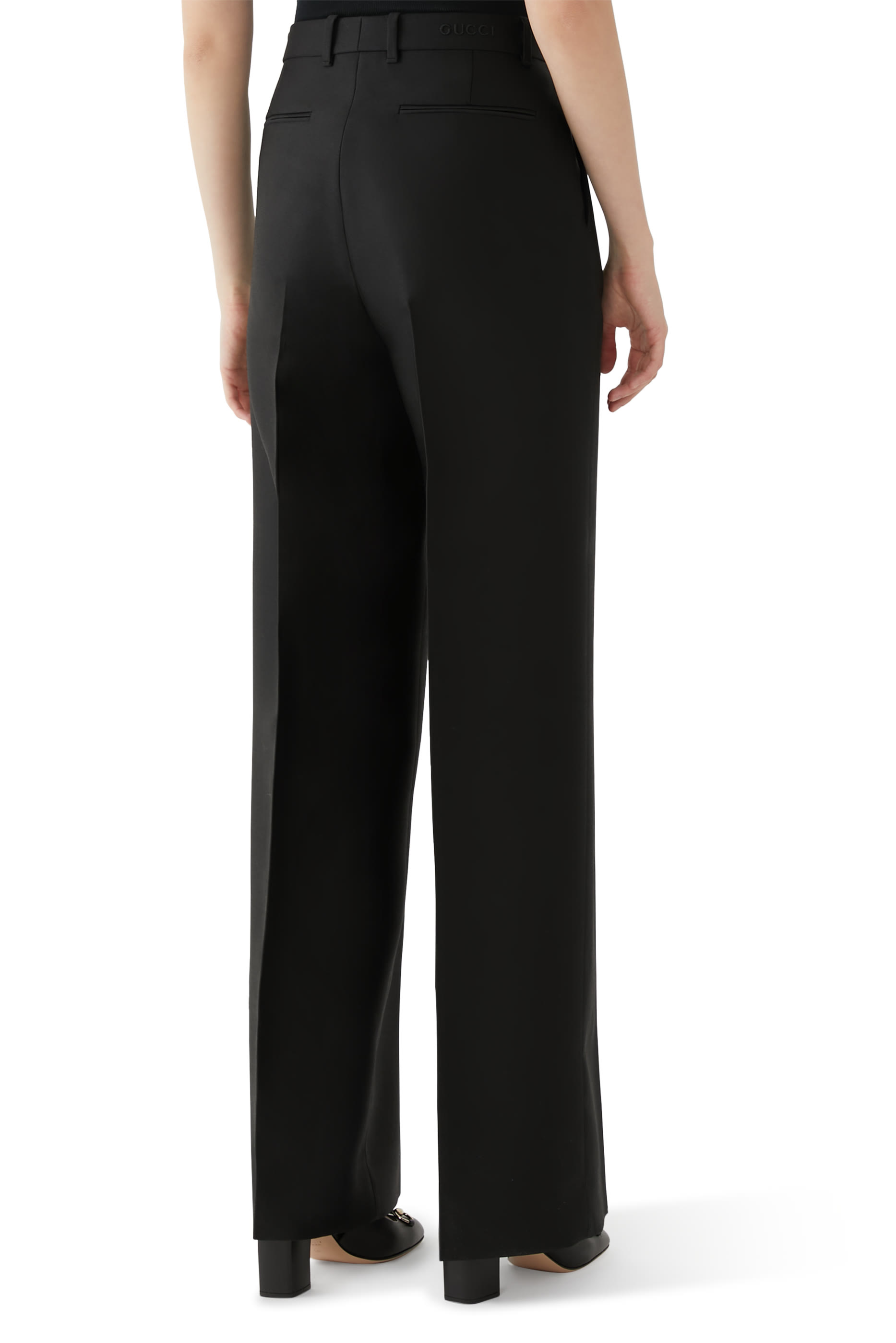 Embroidered Wool Silk Gabardine Pants