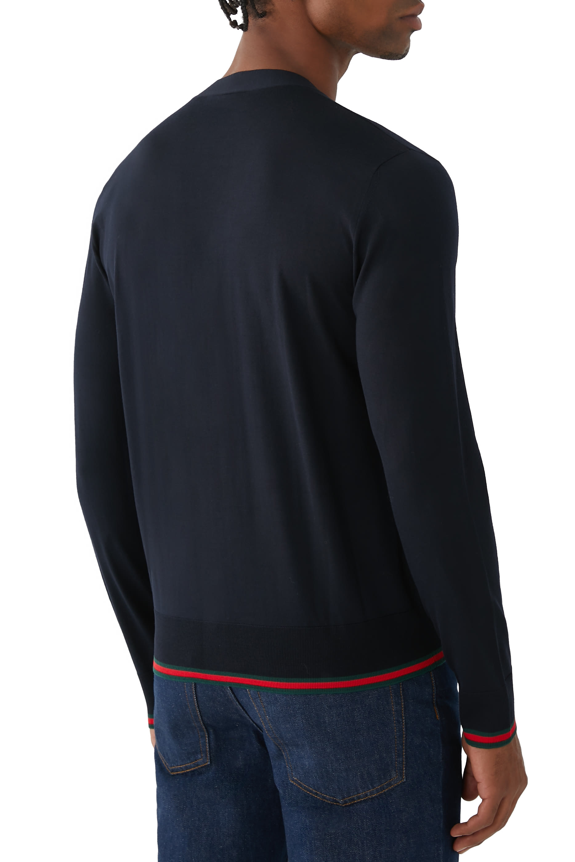 Wool Knit Cardigan with Web