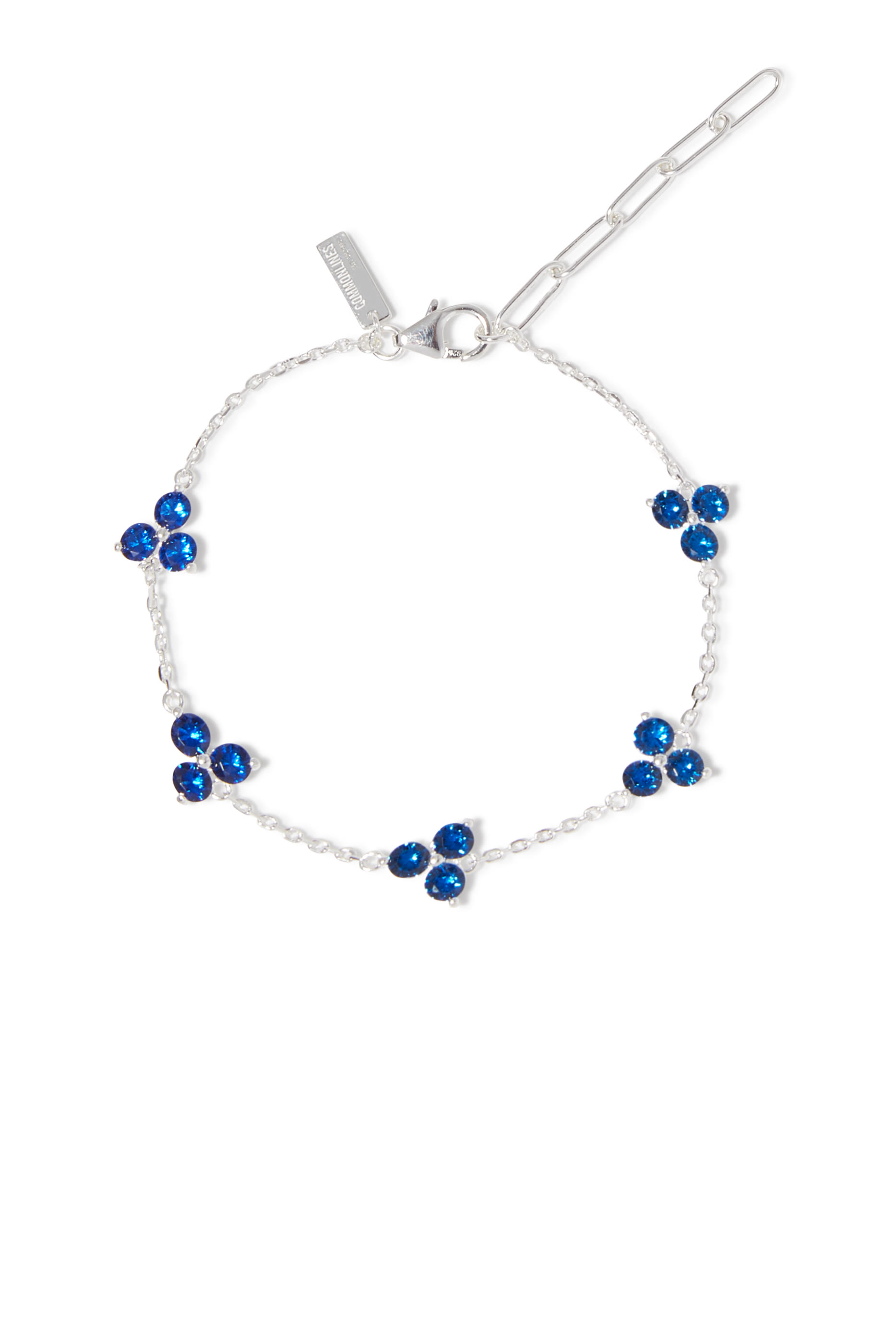 Como Link Bracelet, .925 Sterling Silver & Round cut 5A Sapphire Cubic Zirconia