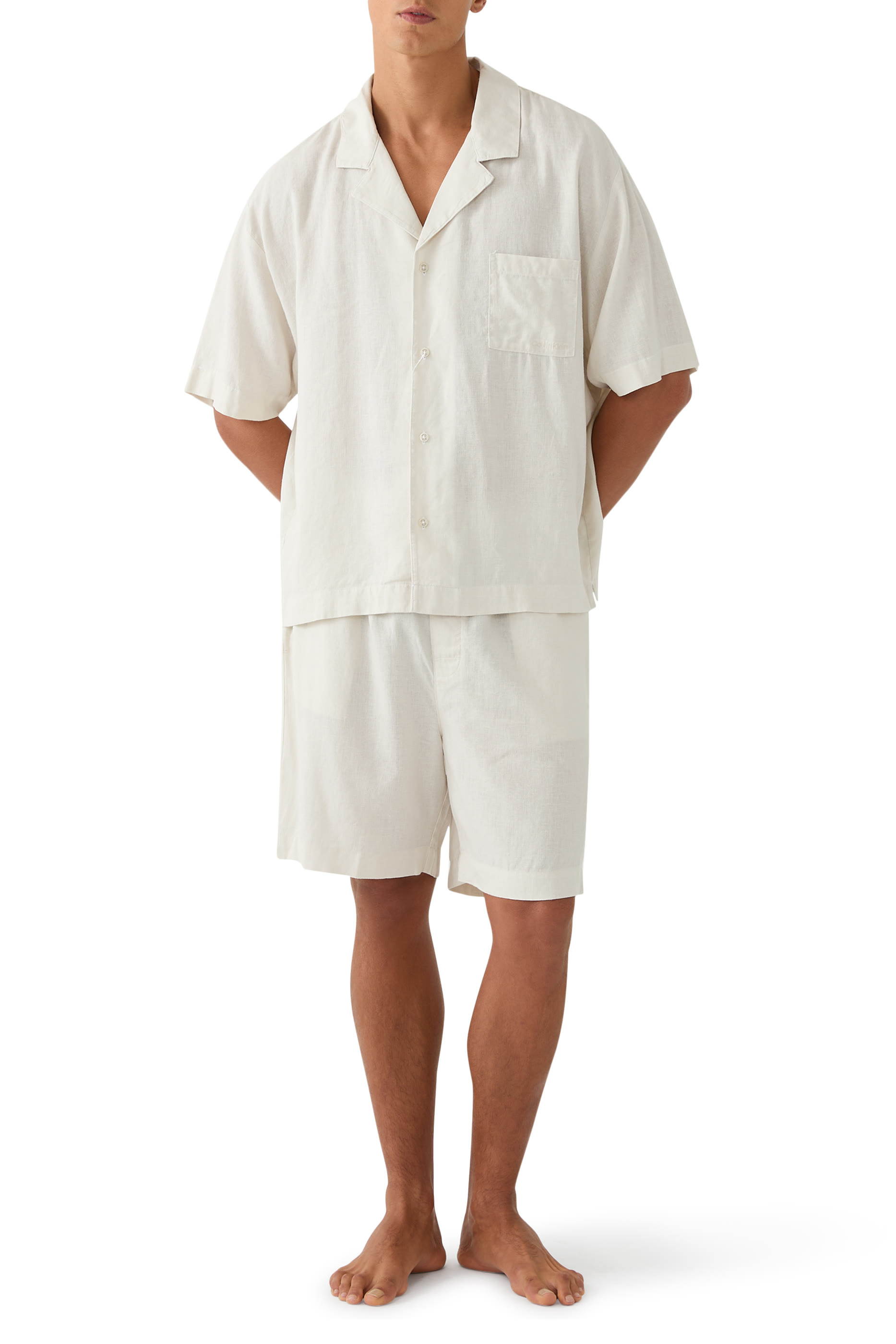 Linen Blend Pyjama Top