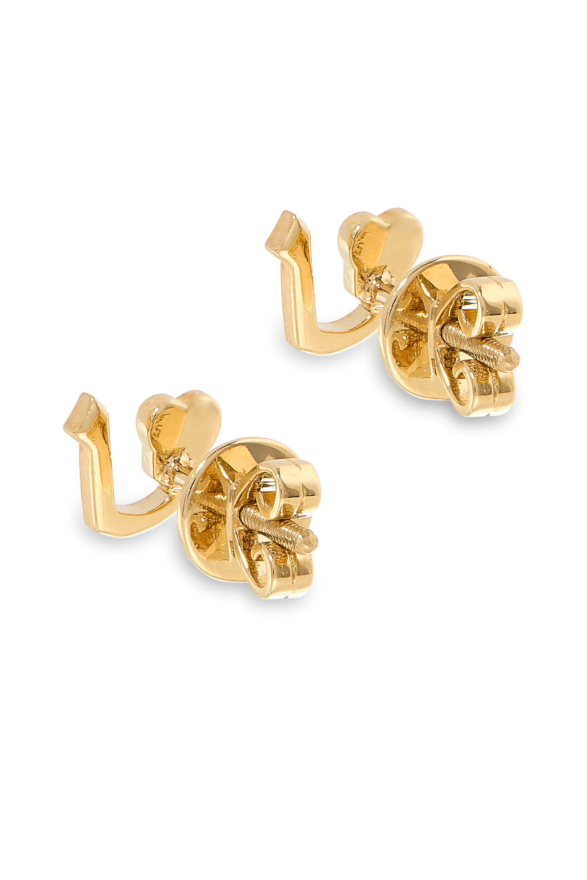 Kids Tiny Bling Heart Charm Letter 'Lam' Earrings, 18K Yellow Gold & Enamel