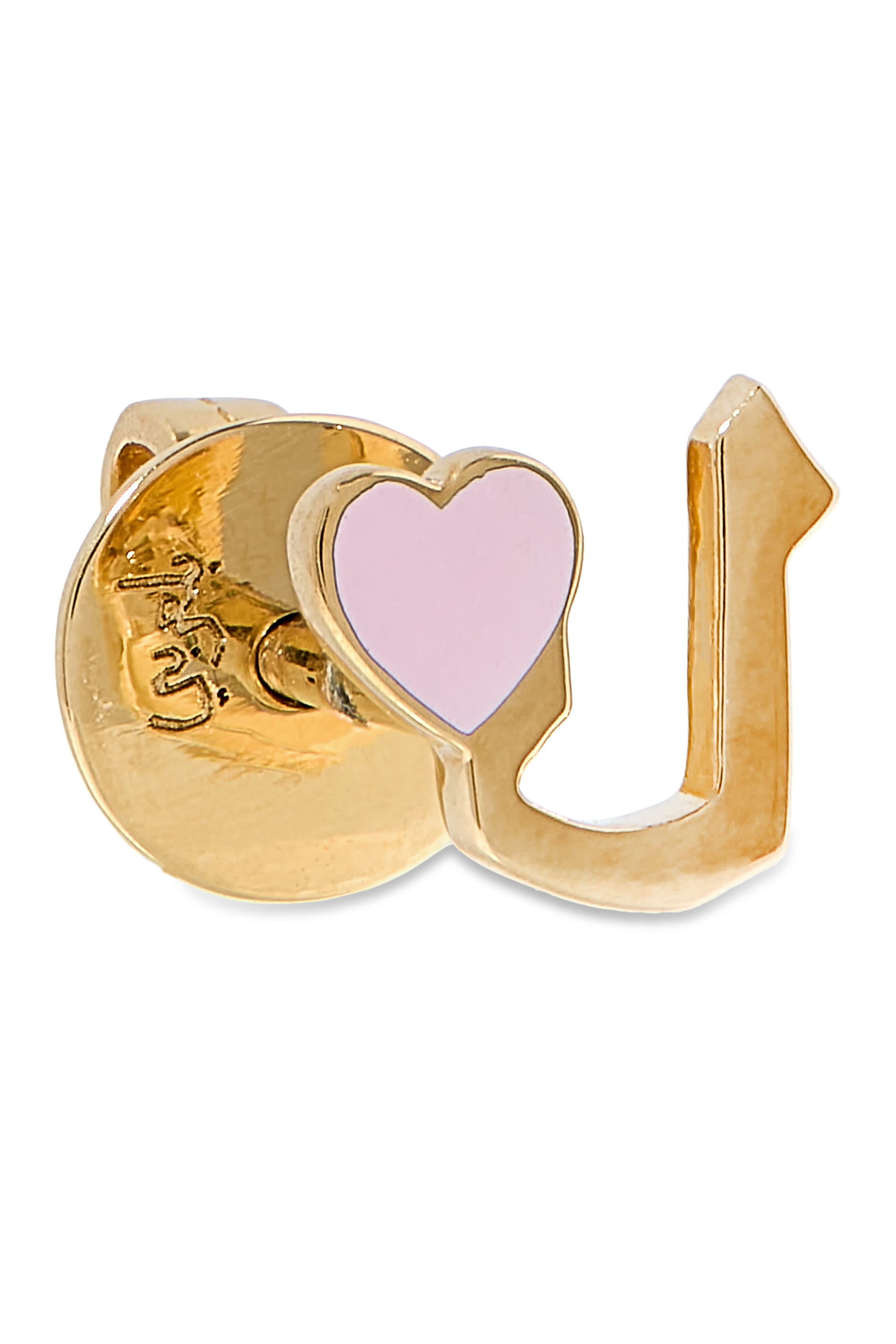 Kids Tiny Bling Heart Charm Letter 'Lam' Earrings, 18K Yellow Gold & Enamel