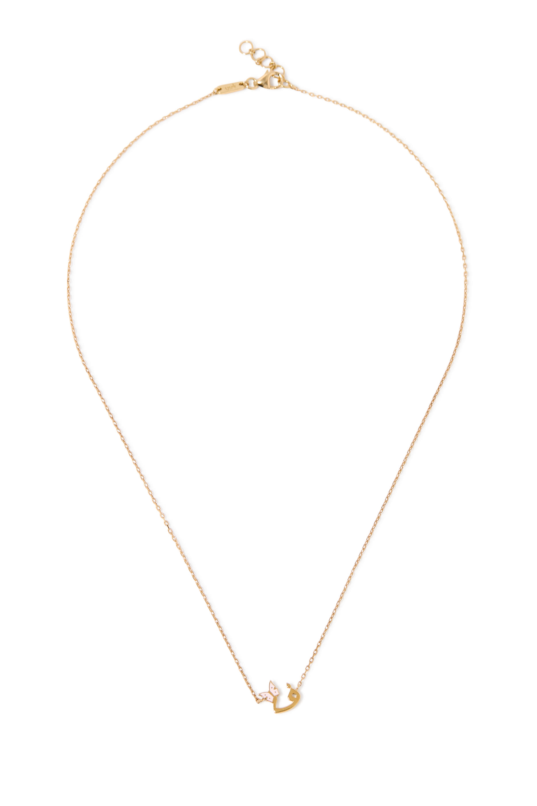 Kids Tiny Bling Butterfly Letter Faa Necklace, 18k Yellow Gold & Enamel