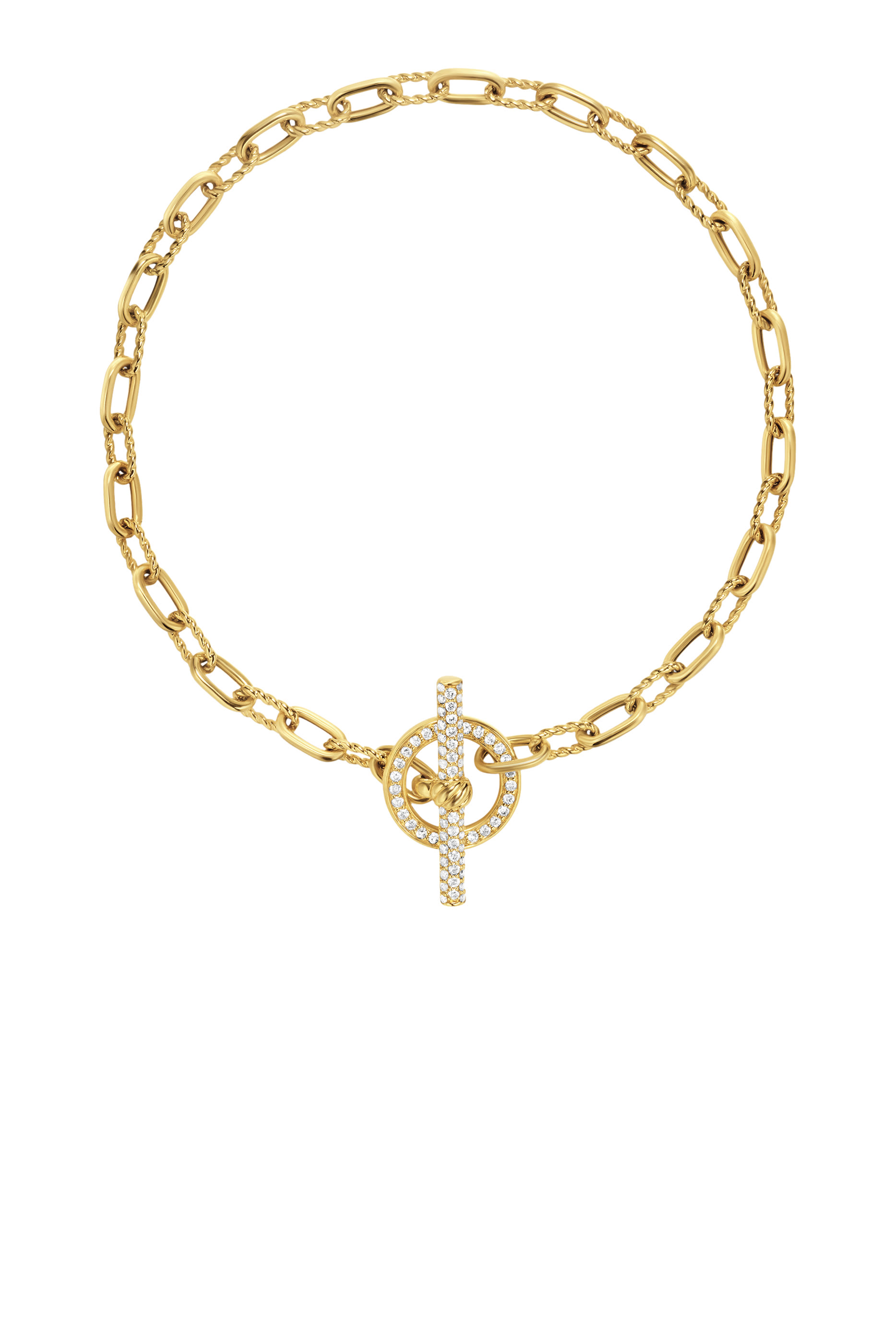 DY Madison® Pavé Toggle Chain Bracelet, 18k Yellow Gold & Diamonds