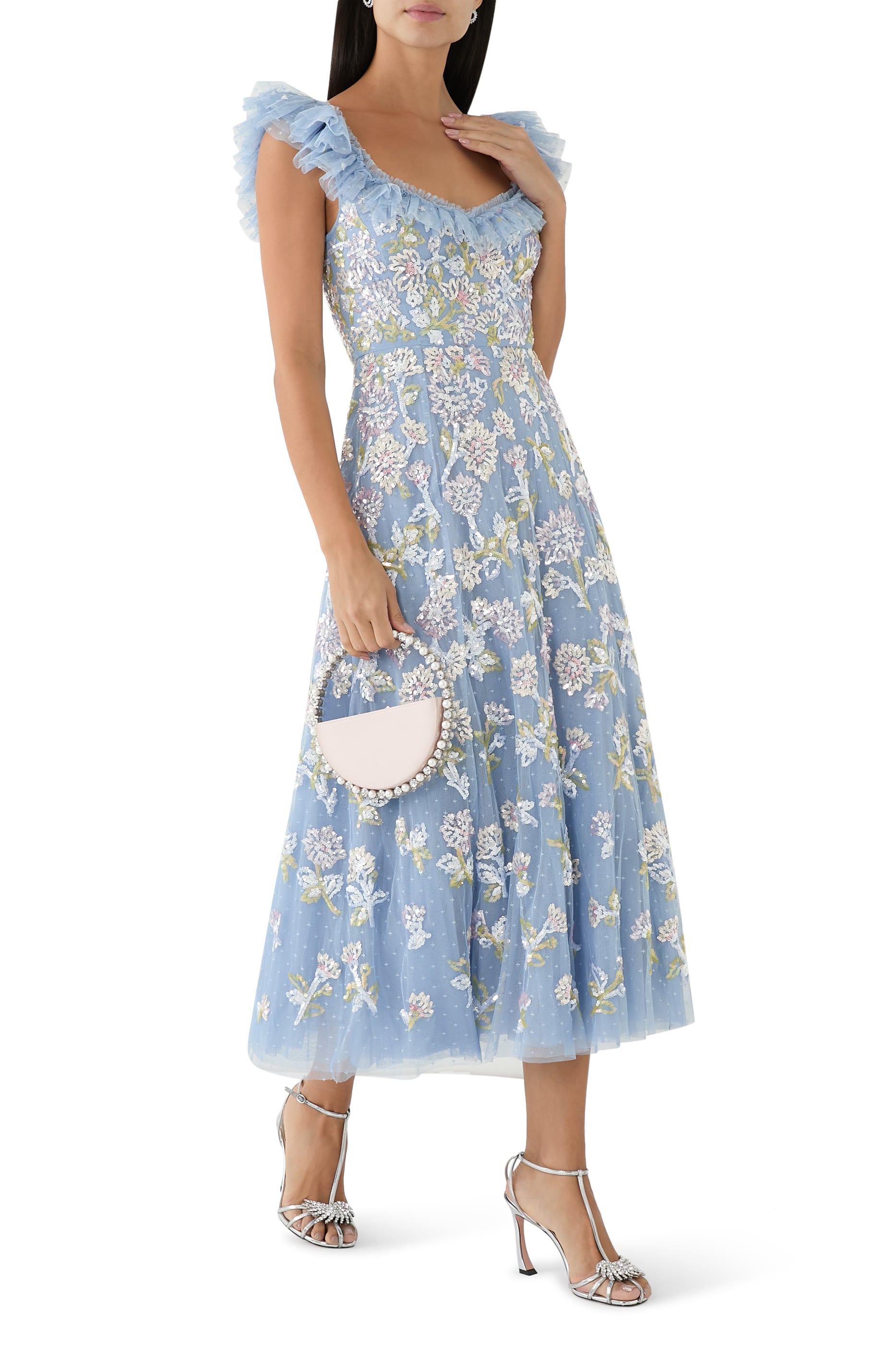  Sequin Dandelion Ruffle Ballerina Dress
