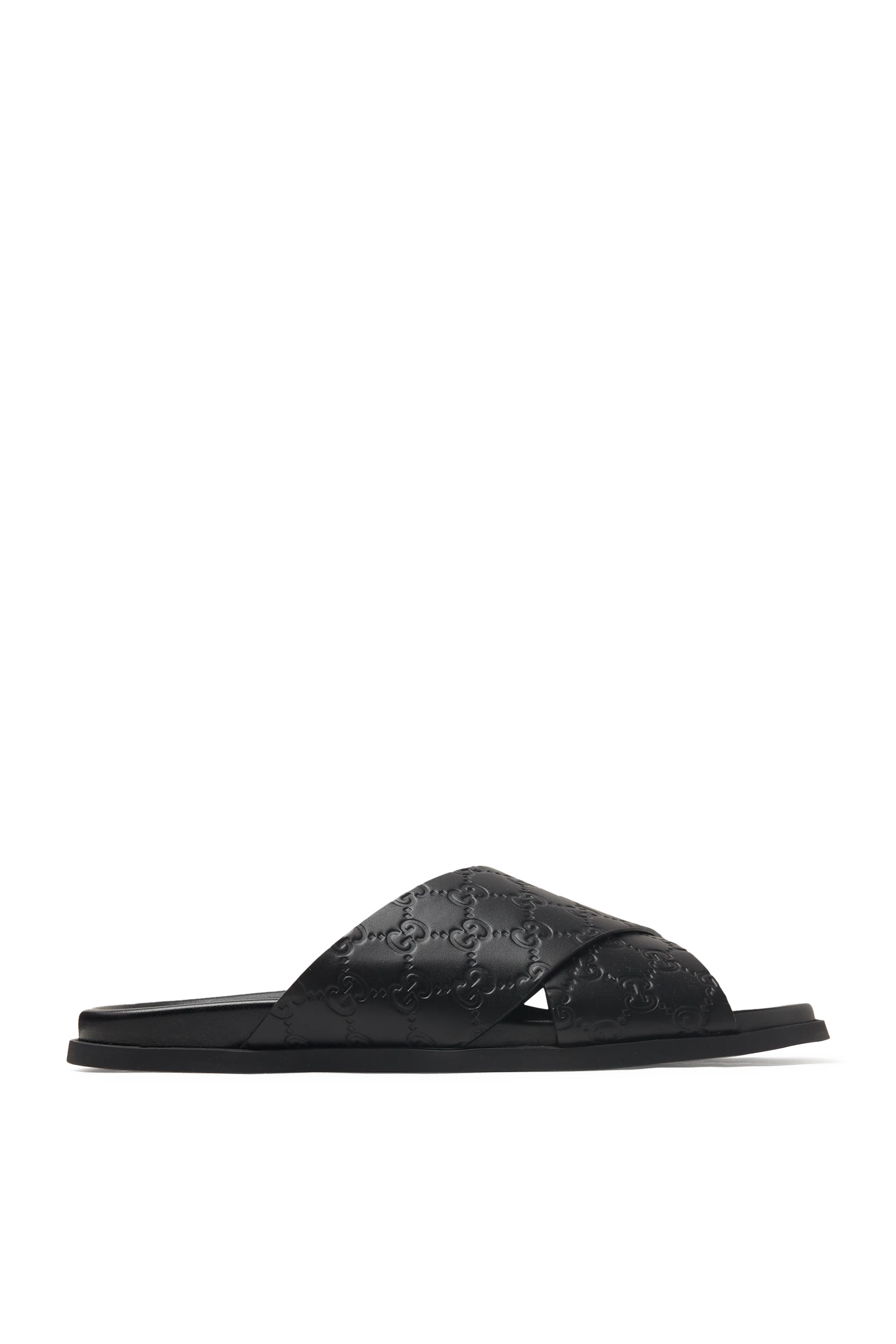 Criss-Cross Leather Slides