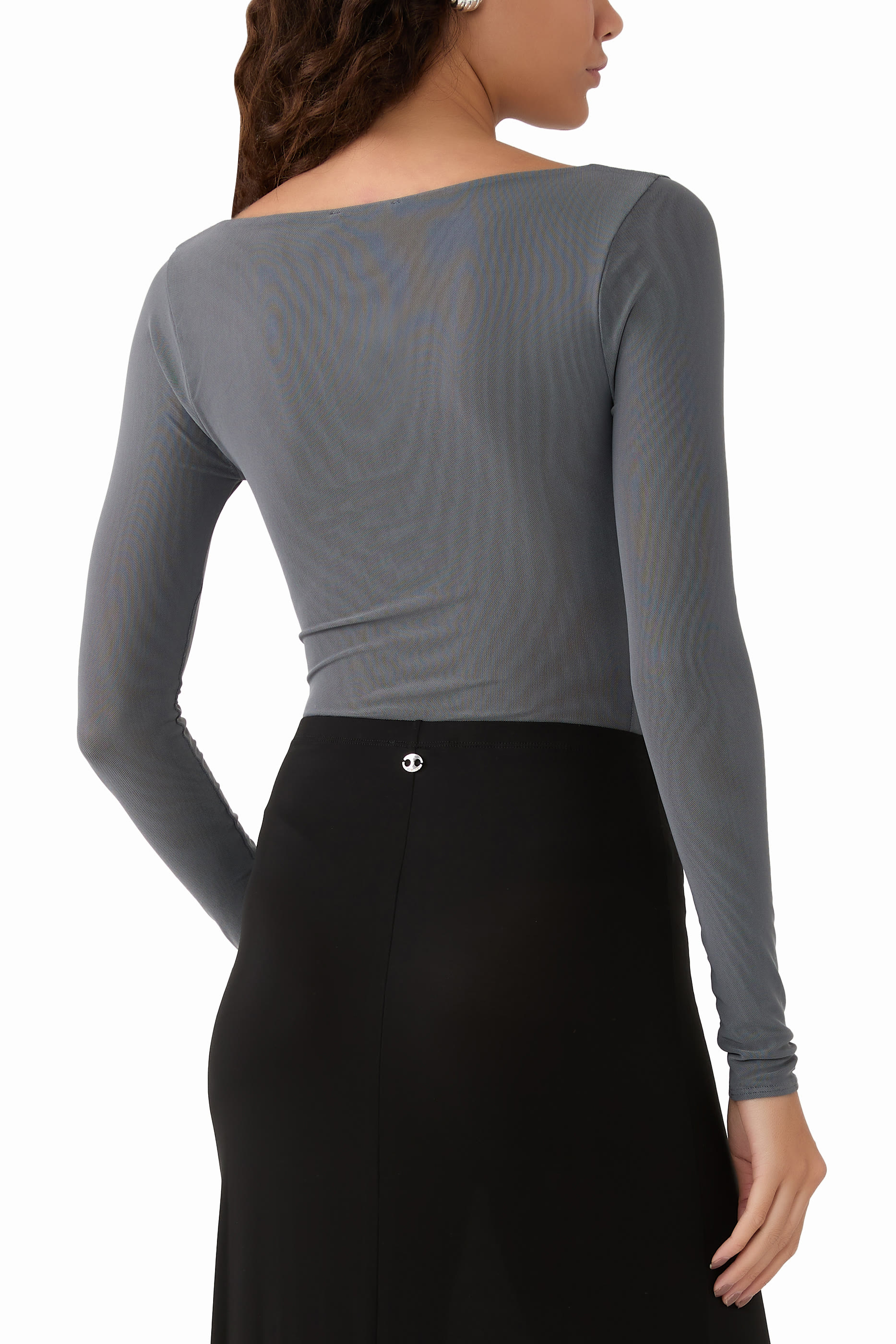 Mesh Boat Neck Bodysuit