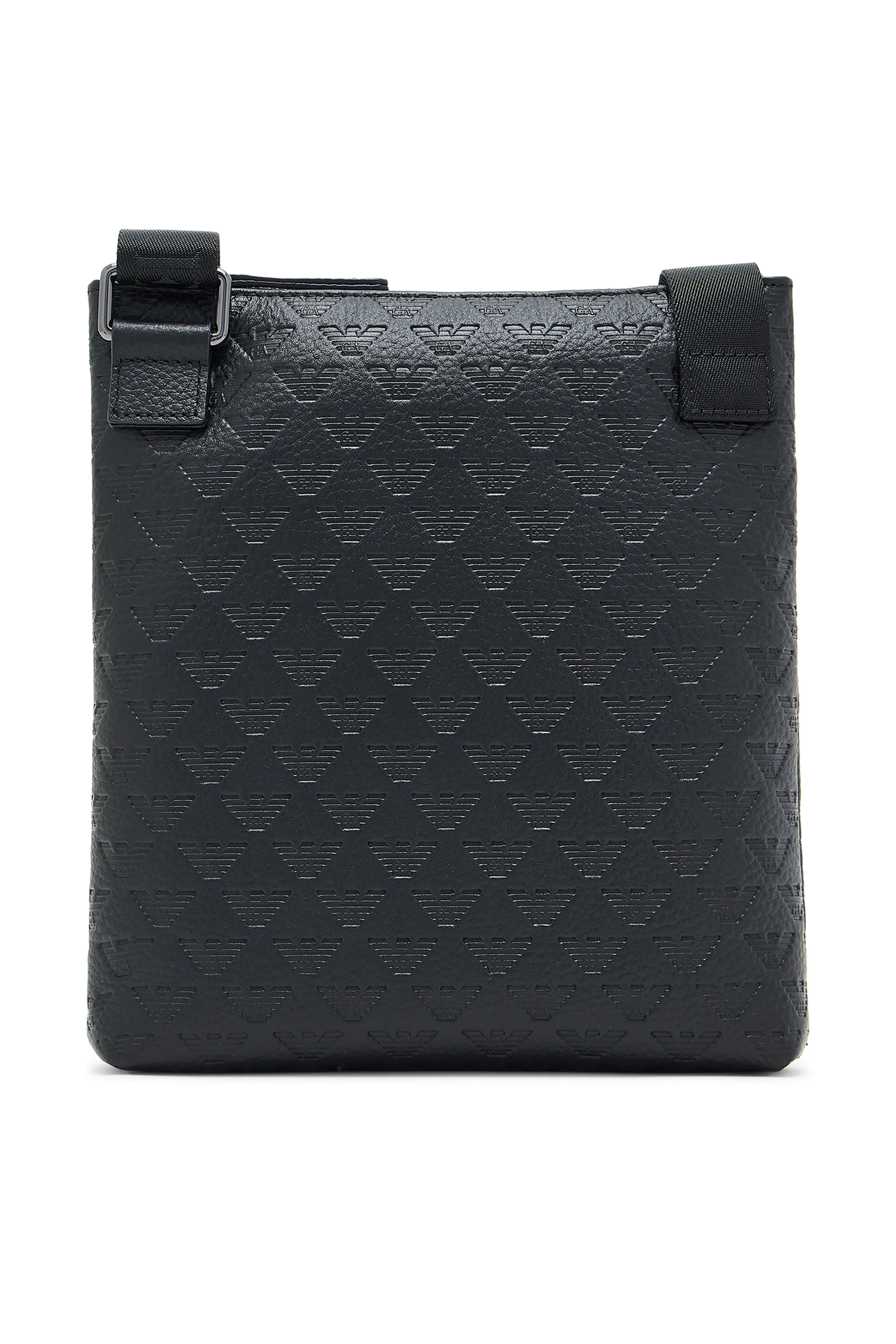 All-Over Embossed Eagle Flat Leather Shoulder Bag