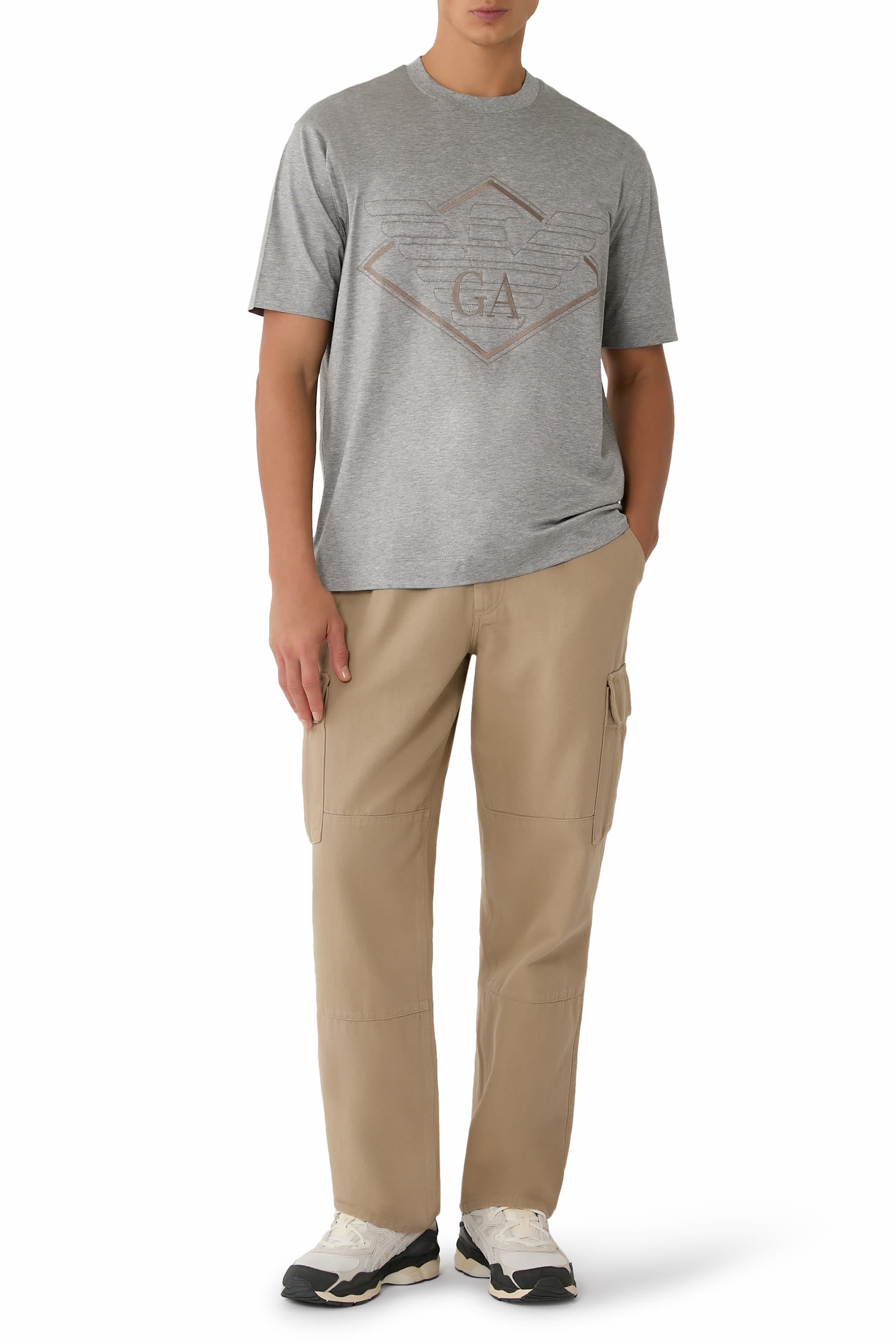 Oversized Eagle Logo Lyocell-blend Jersey T-Shirt