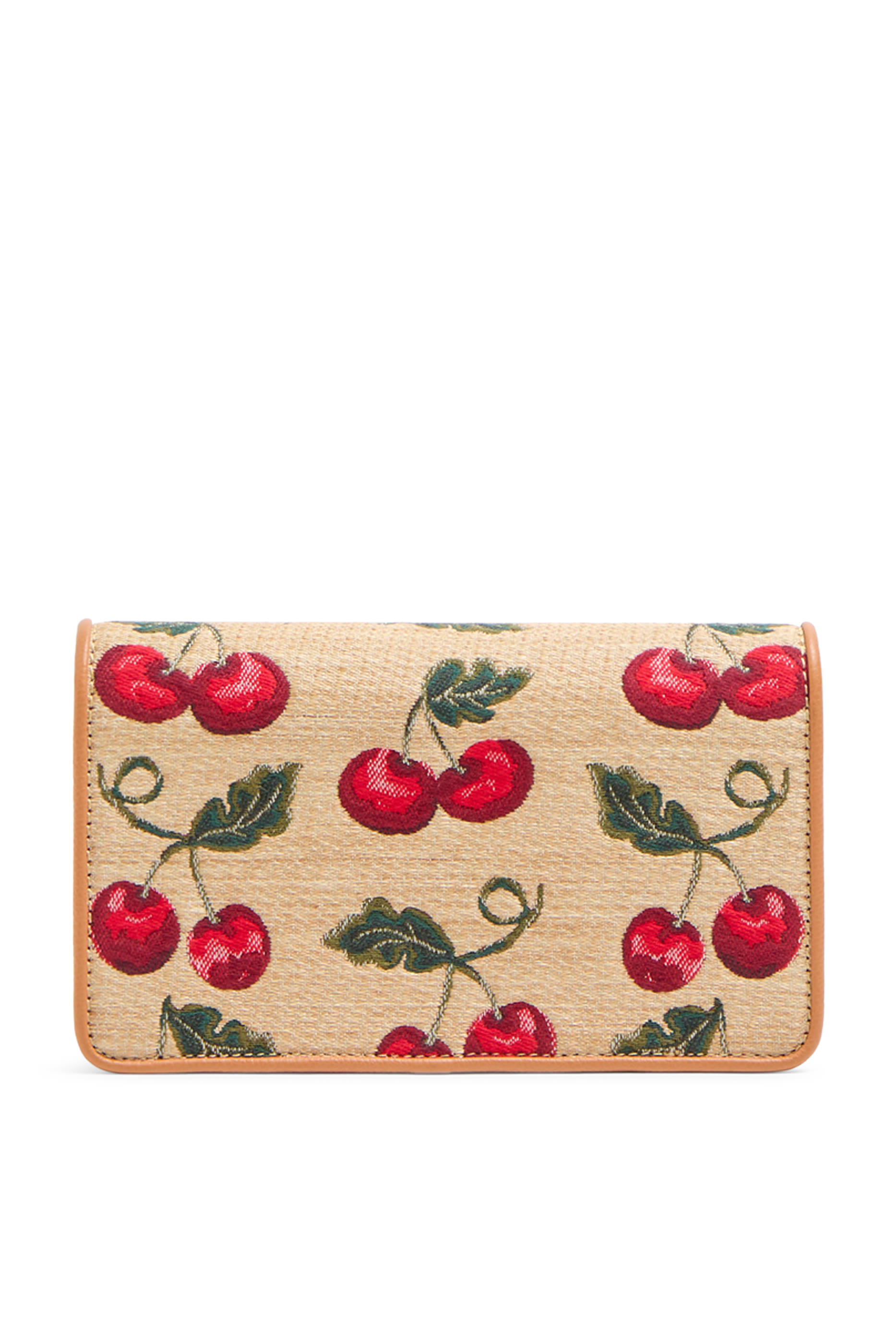 VLogo Signature Mini Shoulder Bag in Jacquard Raffia with Cherryfic Pattern