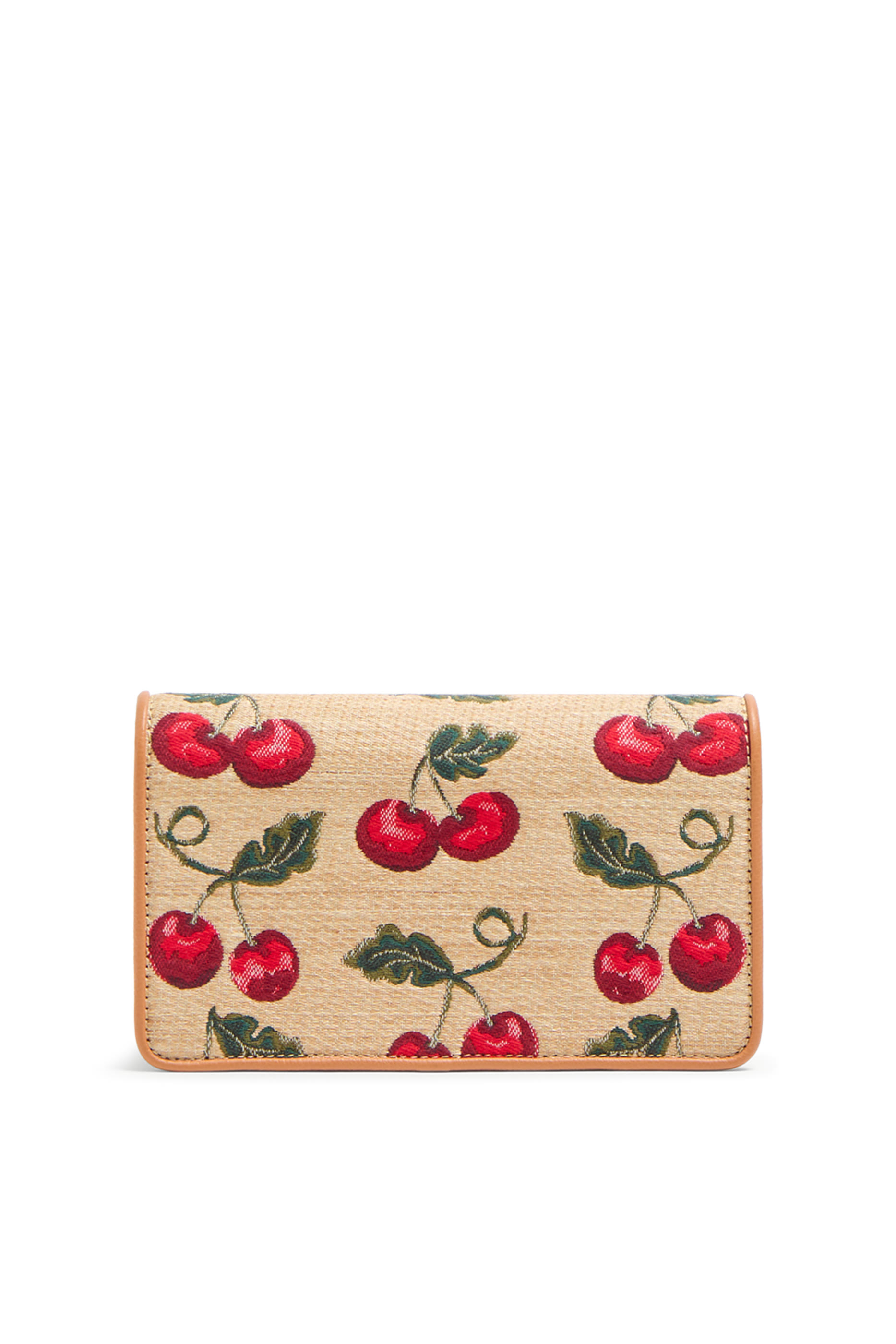 VLogo Signature Mini Shoulder Bag in Jacquard Raffia with Cherryfic Pattern