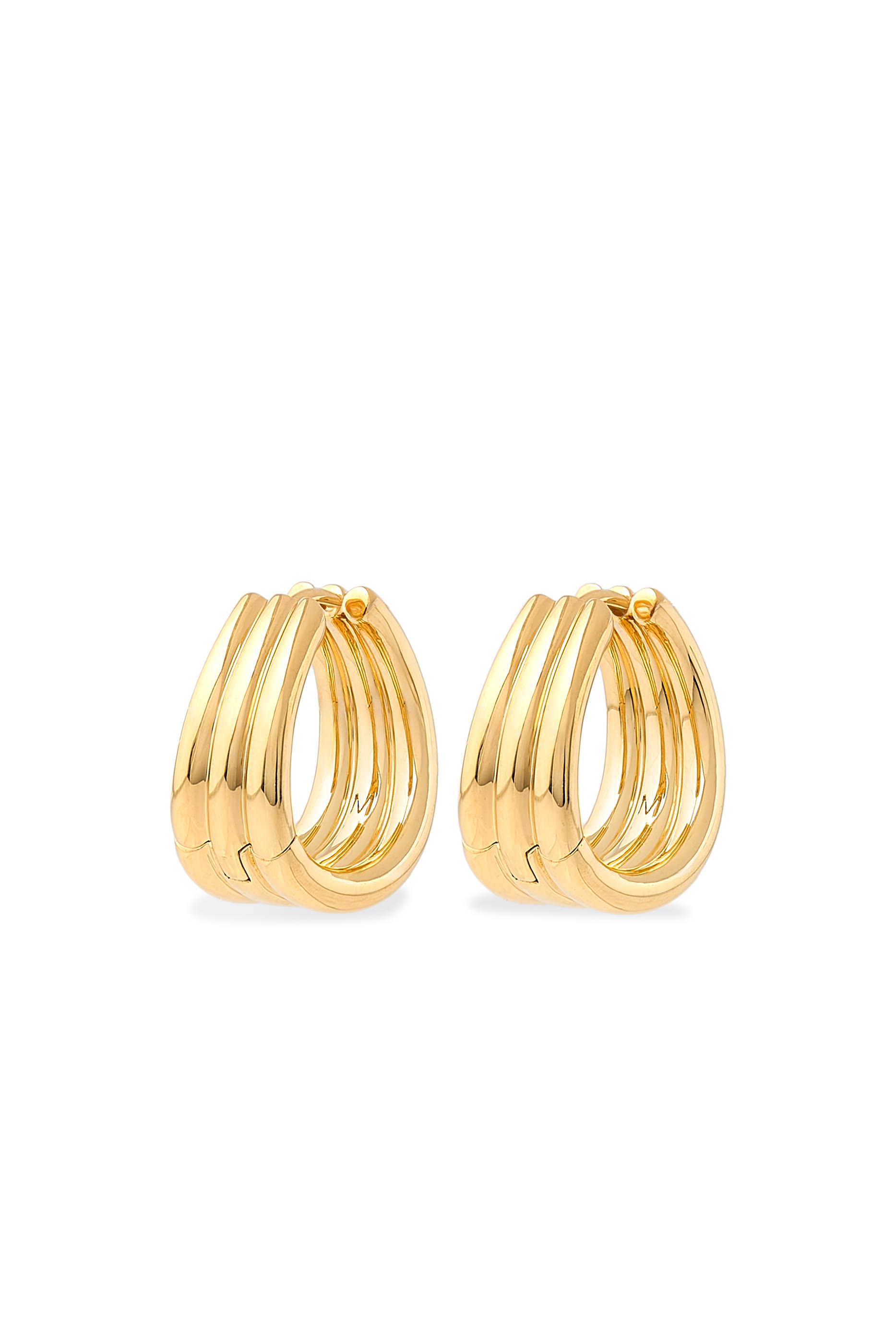 Savi Triple Ridge Hoop Earrings, 18k Recycled Gold Vermeil on Recycled Sterling Silver