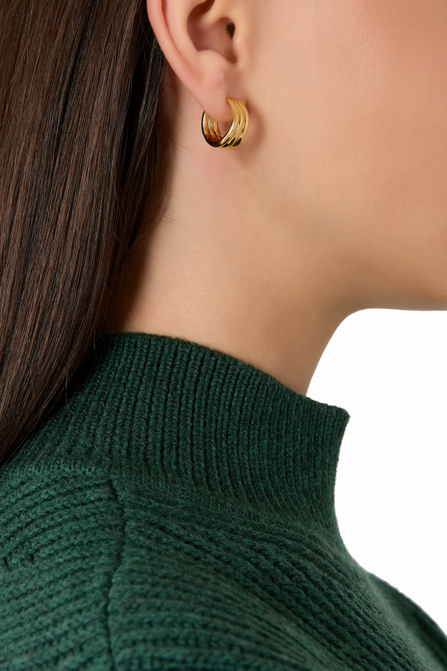 Savi Triple Ridge Hoop Earrings, 18k Recycled Gold Vermeil on Recycled Sterling Silver