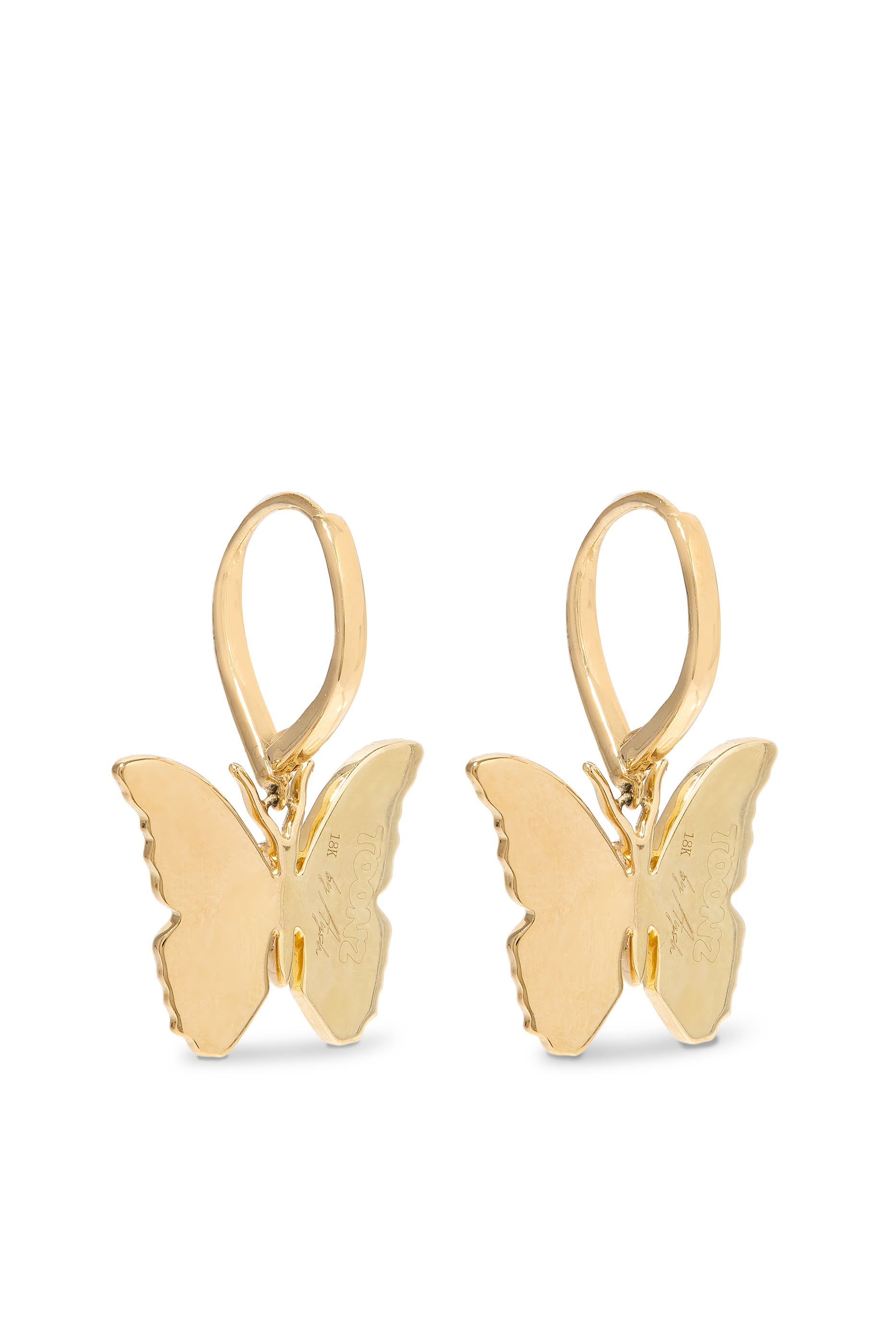 Butterfly Earrings, 18K Yellow Gold &  Turquoise