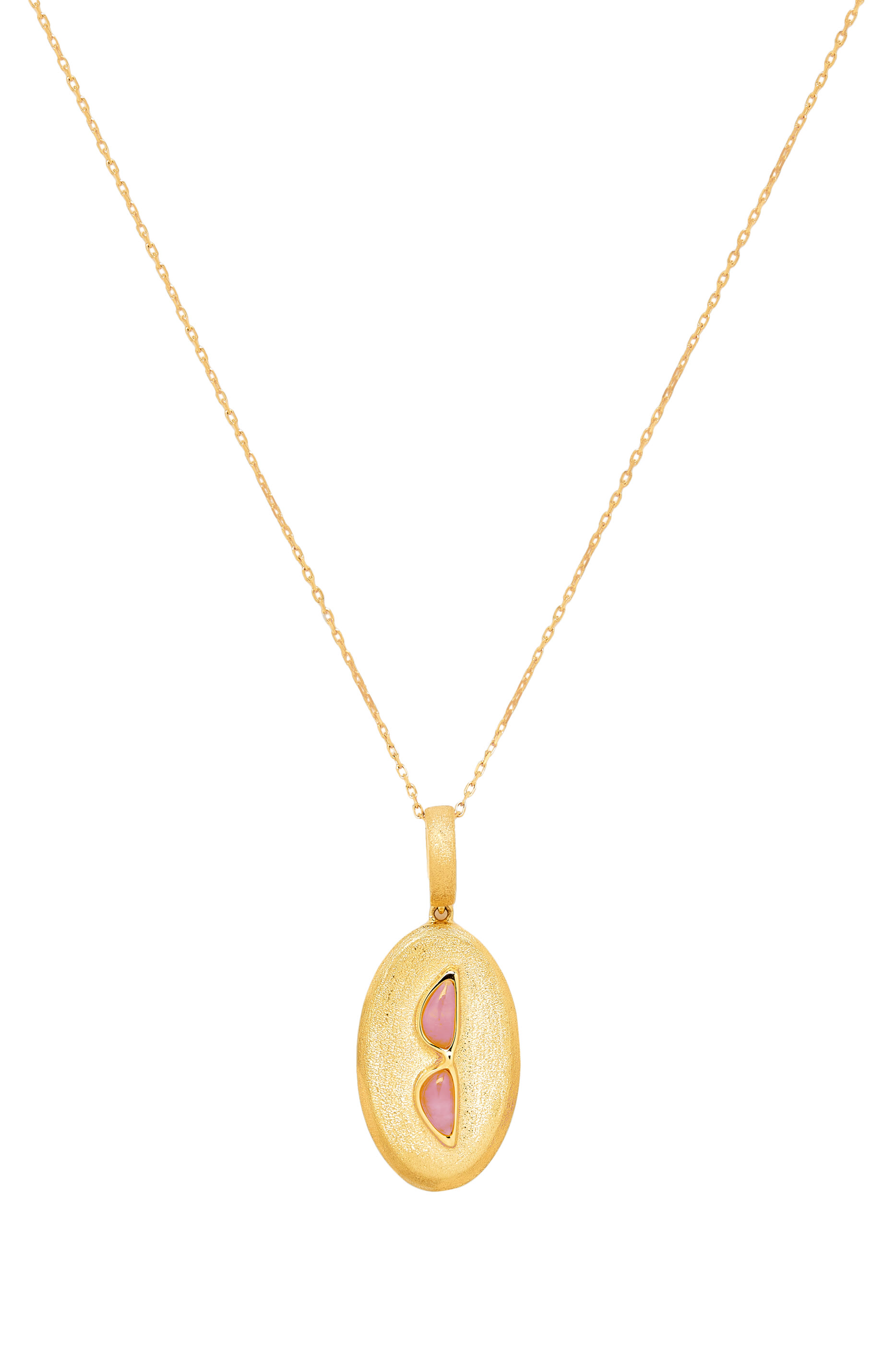  Sunglasses Sands Charm, 18K Yellow Gold & Pink Opal