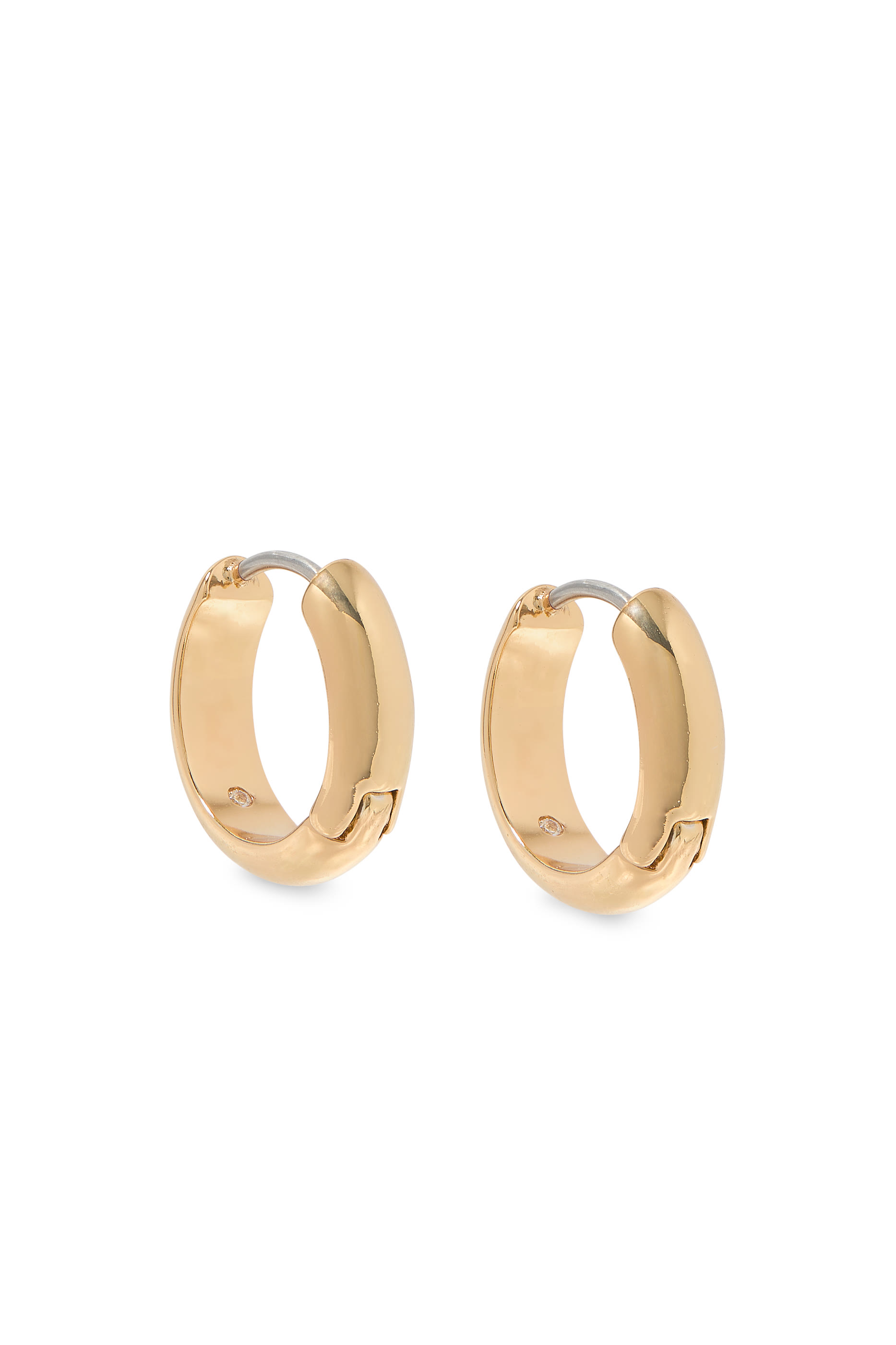 Brilliant Statements Metal Huggies, Plated Metal, Surgical Steel Posts & Cubic Zirconia