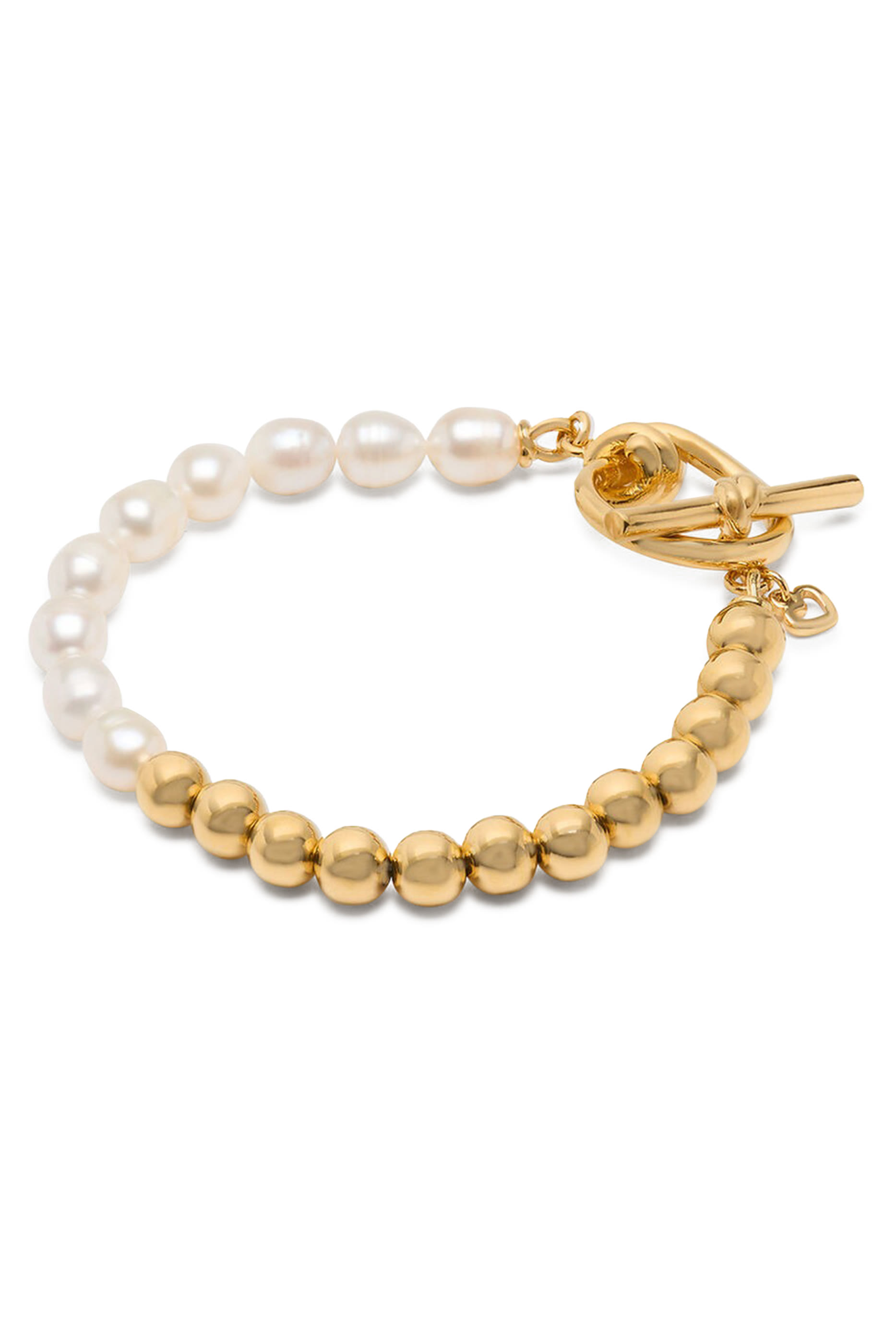 Ropes and Knots Toggle Bracelet, Plated Metal & Freshwater Pearl, Cubic Zirconia