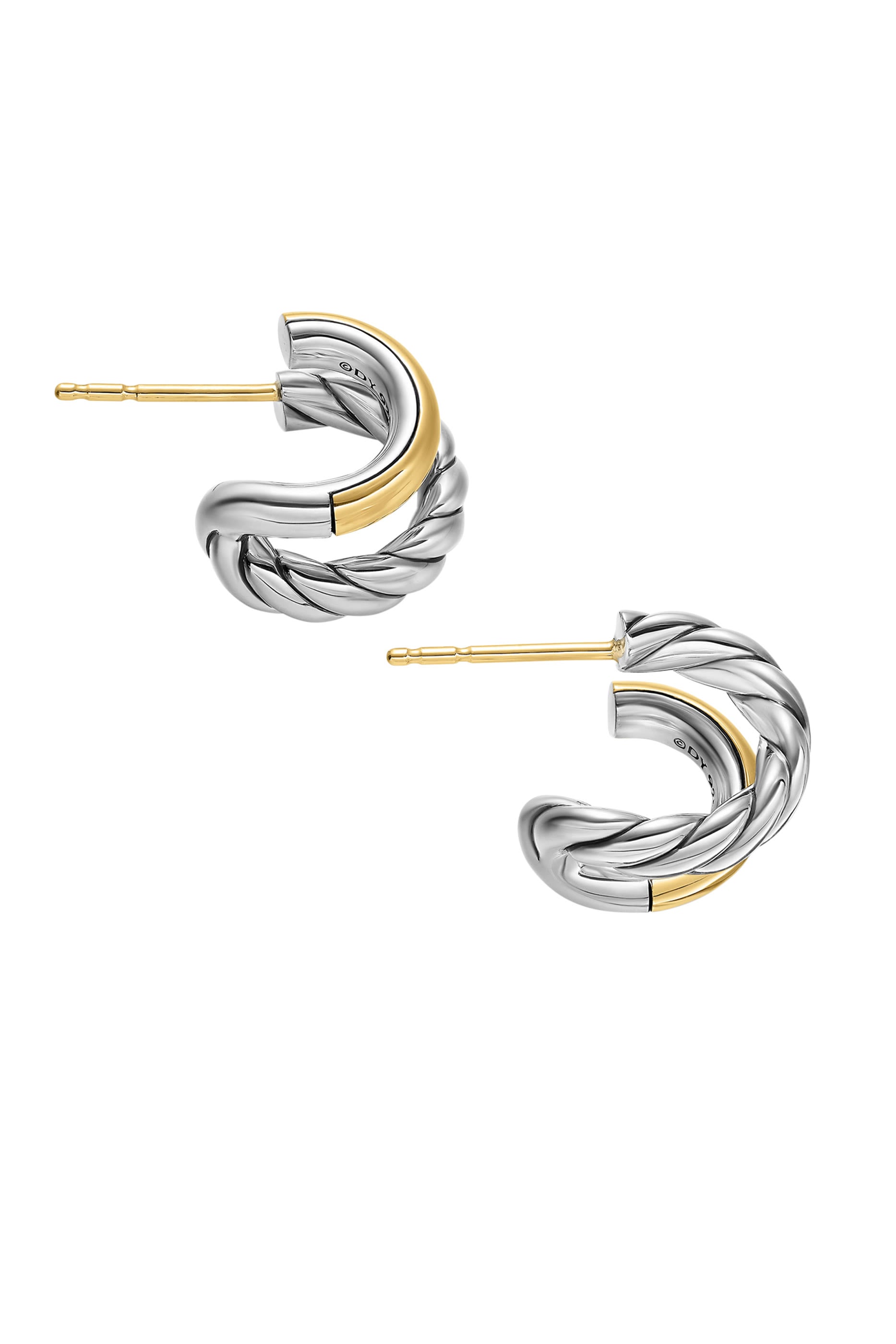 DY Mercer® Double Hoop Huggie Earrings, Sterling Silver & 18K Yellow Gold