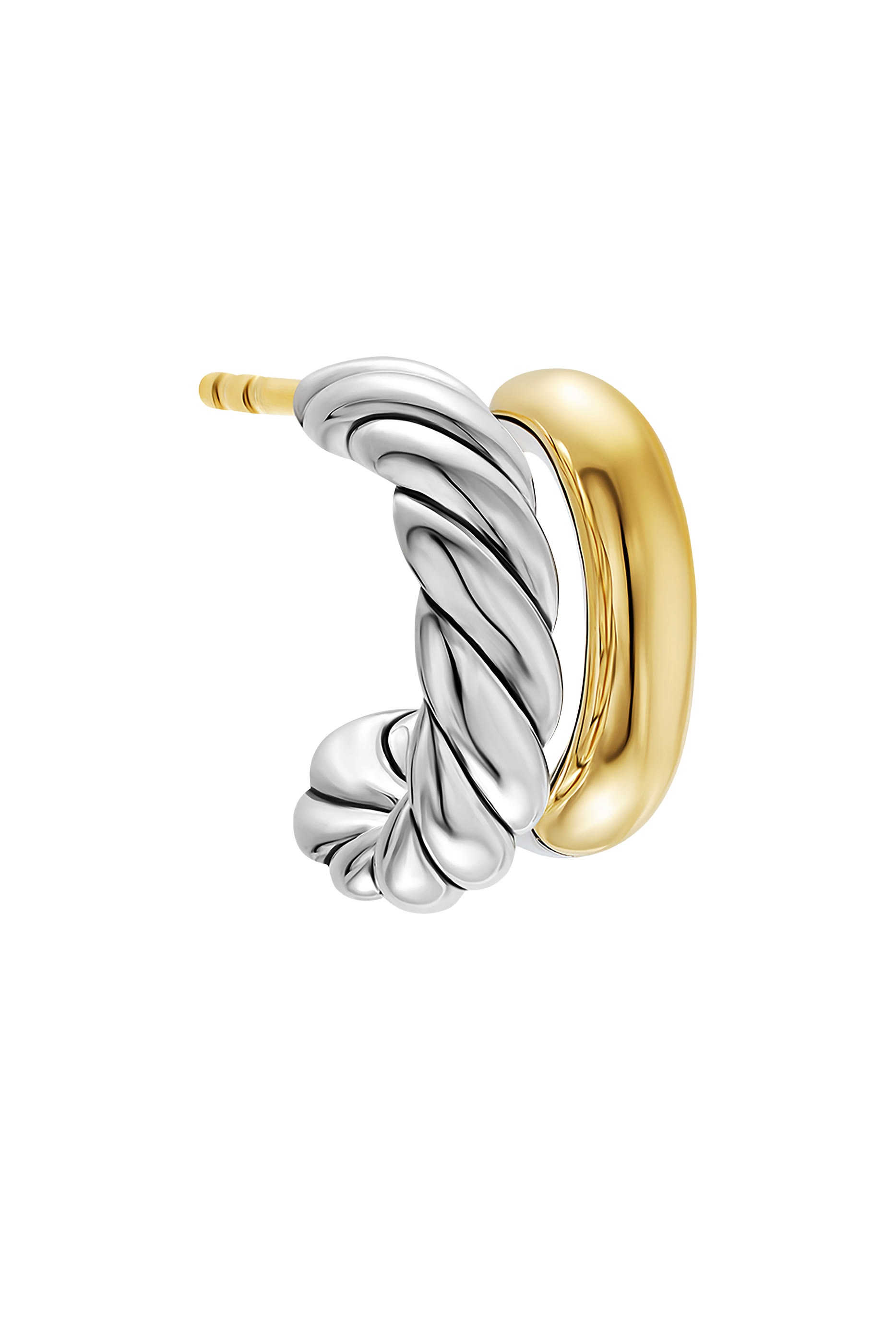 DY Mercer® Double Hoop Huggie Earrings, Sterling Silver & 18K Yellow Gold