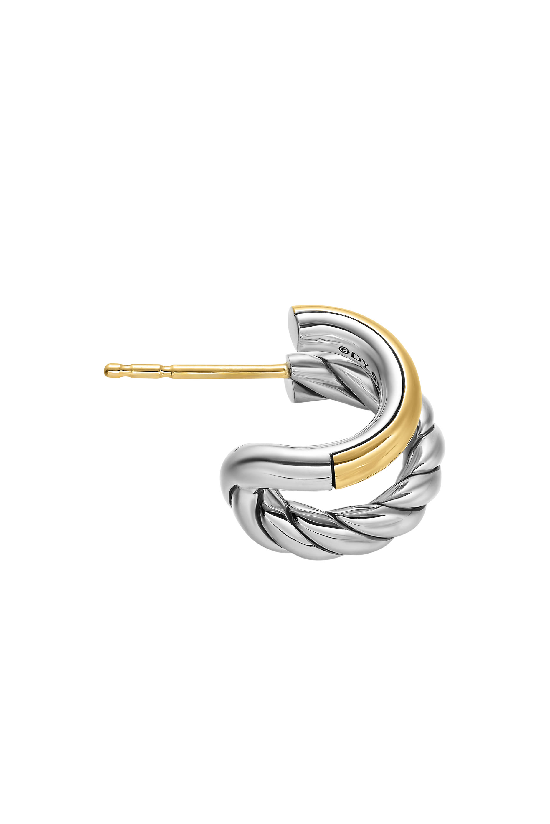 DY Mercer® Double Hoop Huggie Earrings, Sterling Silver & 18K Yellow Gold