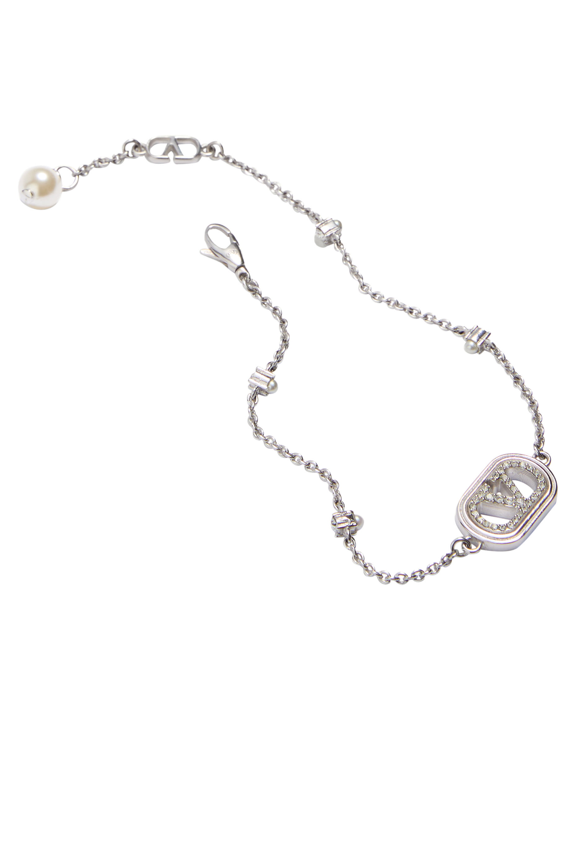 VLogo Signature Bracelet in Metal, Pearls, and Swarovski® Crystals
