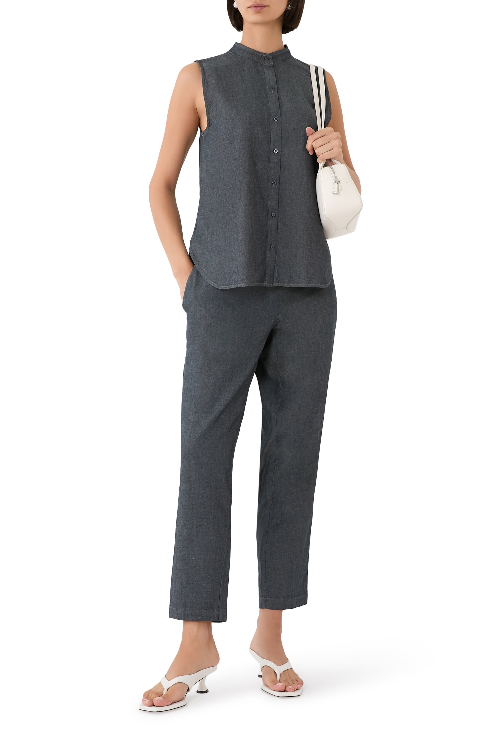 Organic Cotton Twill Pull-On Ankle Pants