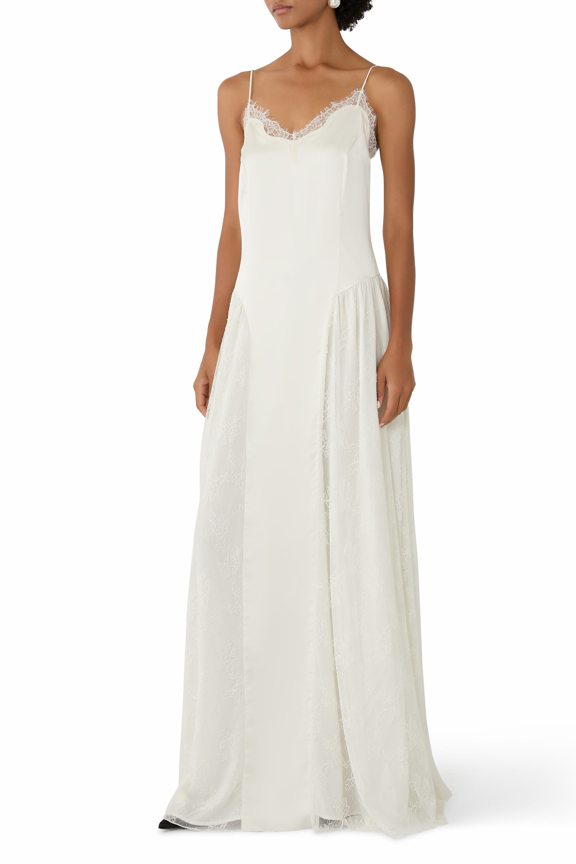 Satin Lace Maxi Dress