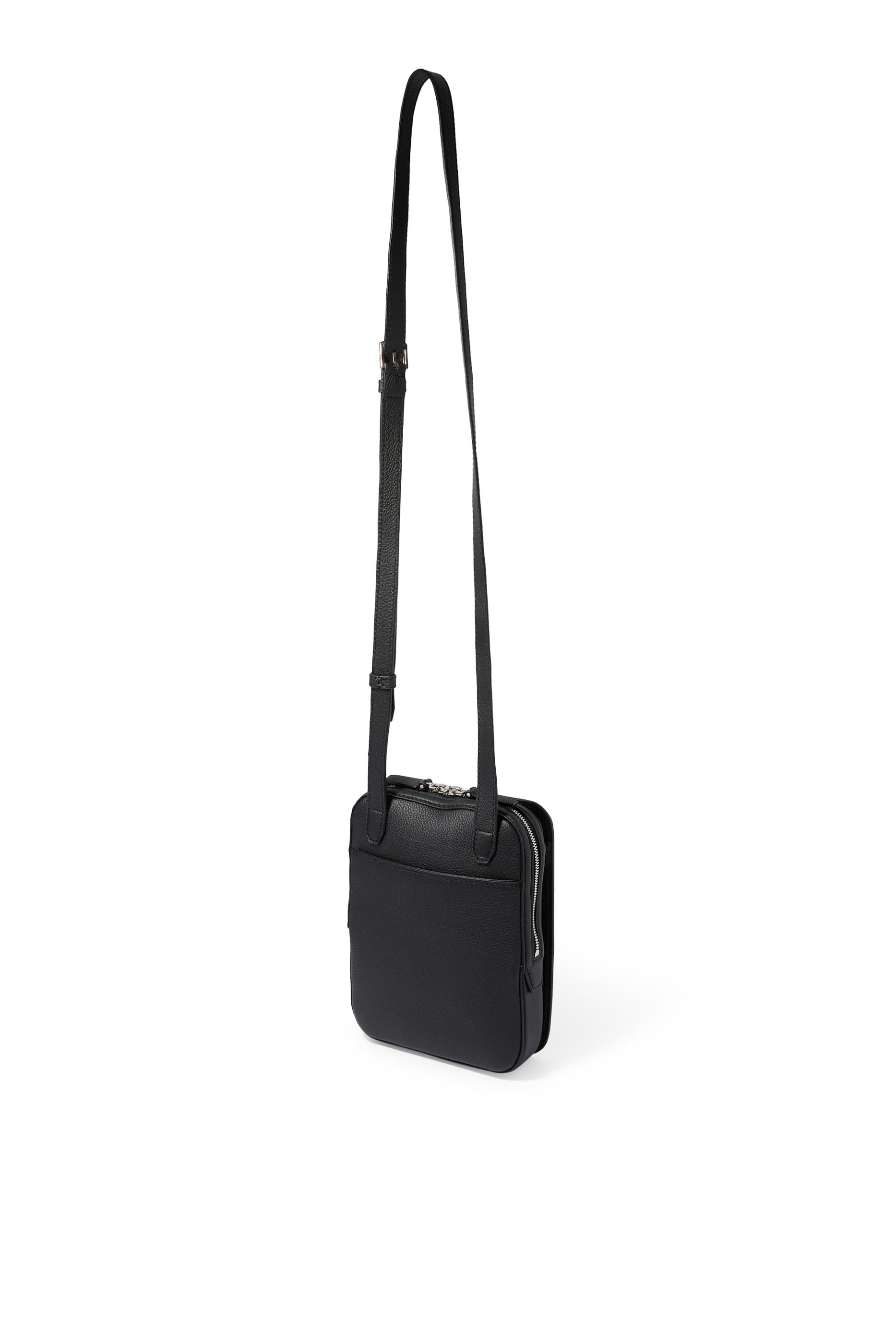 Logo Grained Leather Messenger Bag