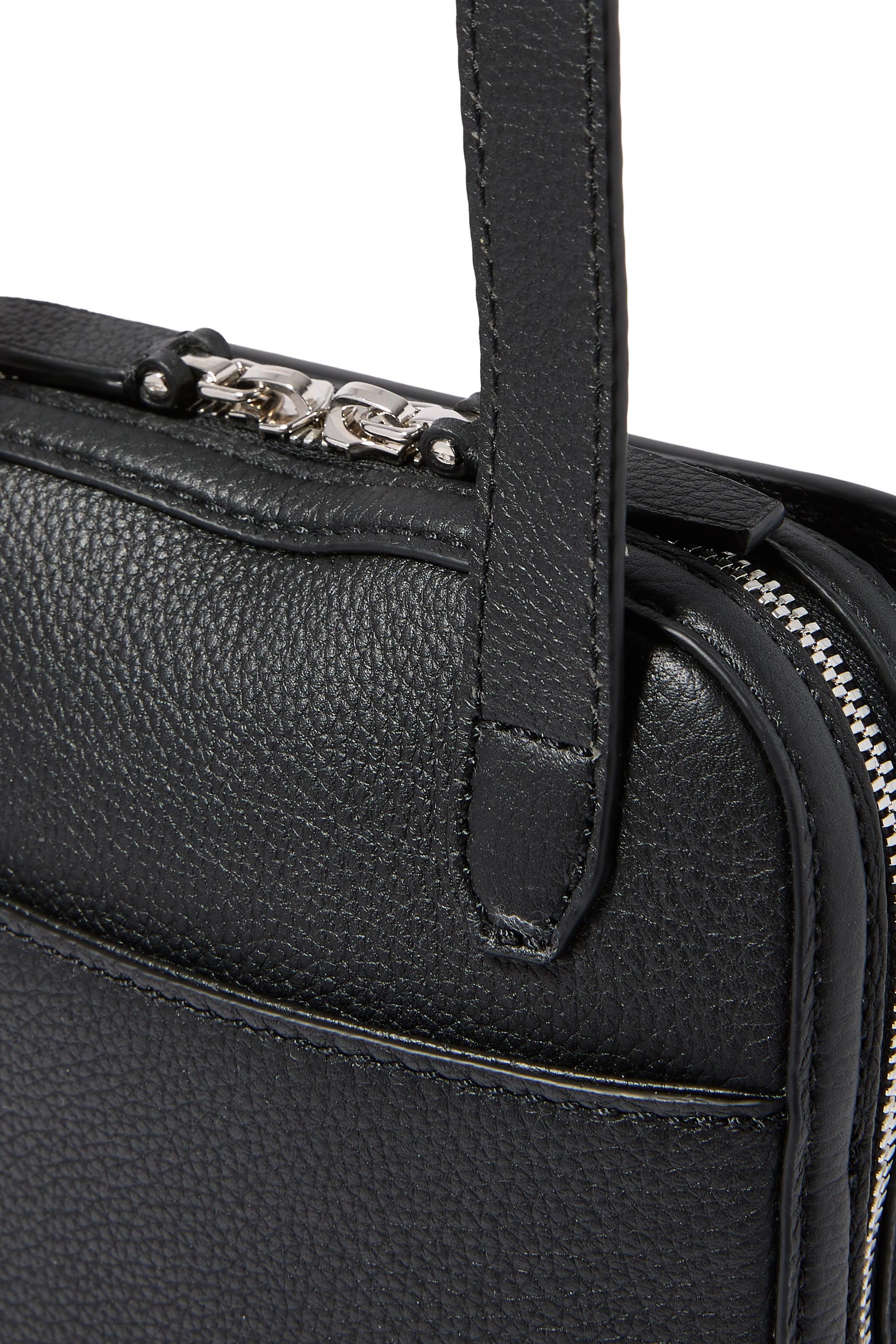 Logo Grained Leather Messenger Bag