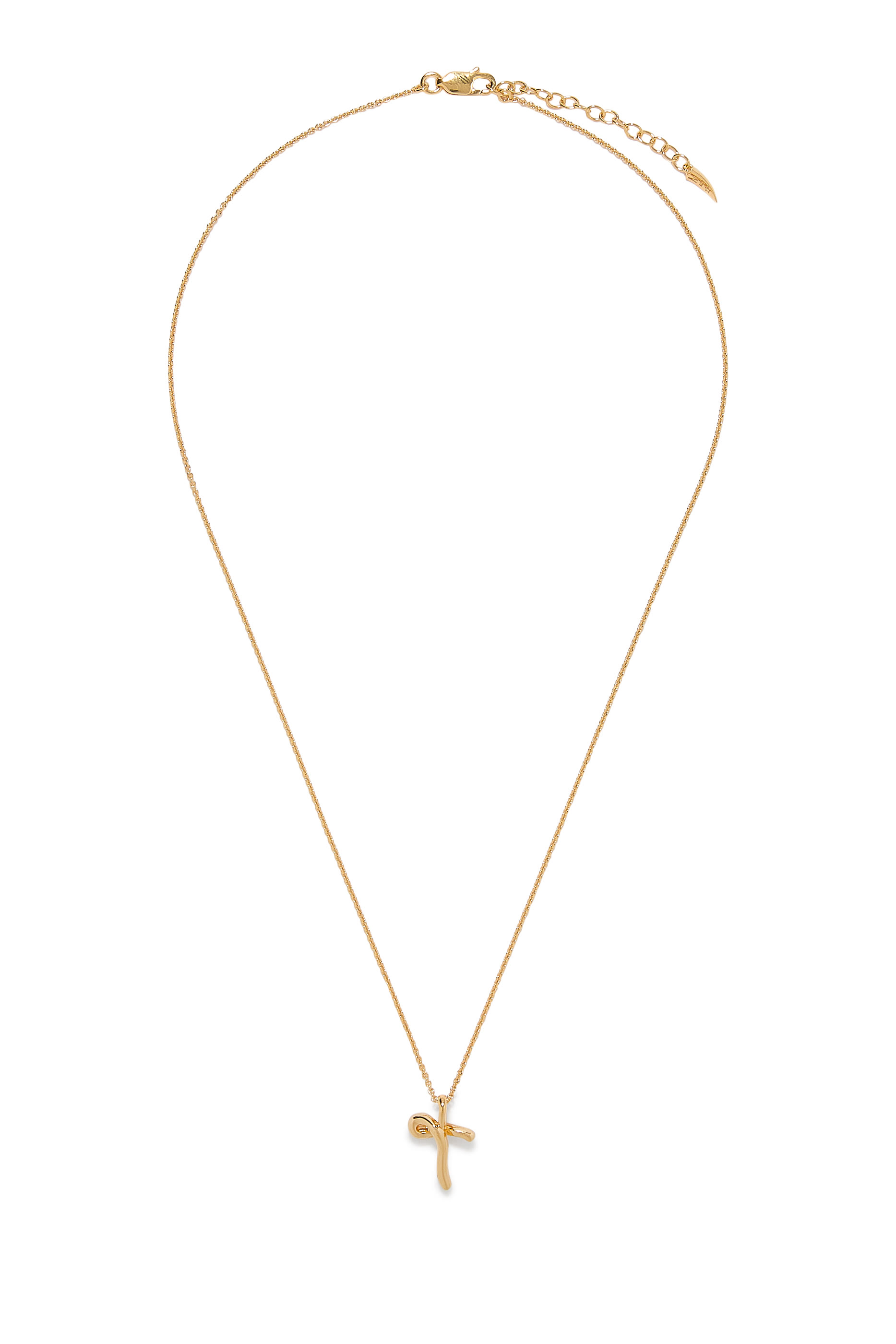 Curly Molten Mini Initial Necklace - T, 18ct Recycled Gold Vermeil on Recycled Sterling Silver